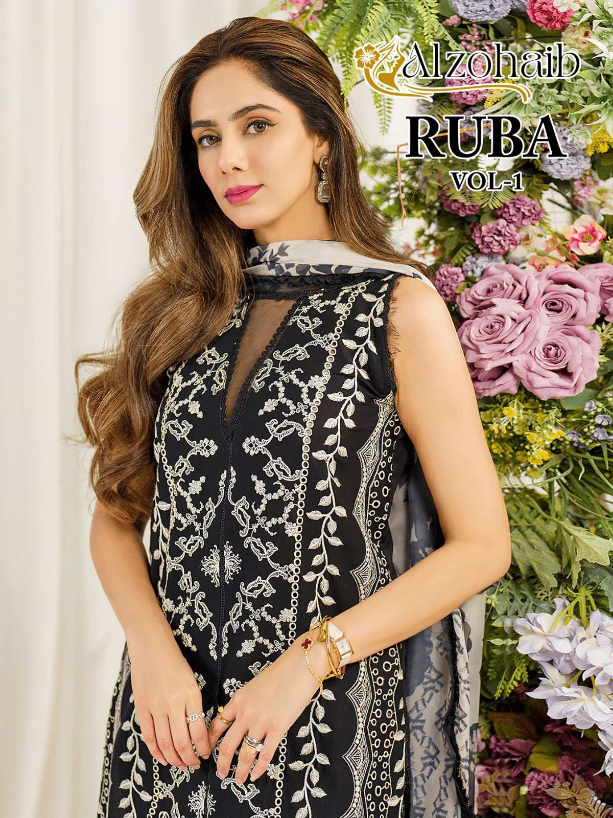 AL ZOHAIB RUBA 1231 TOP PAKISTANI WORK MATERIAL FOR SUIT WHOLESALE 