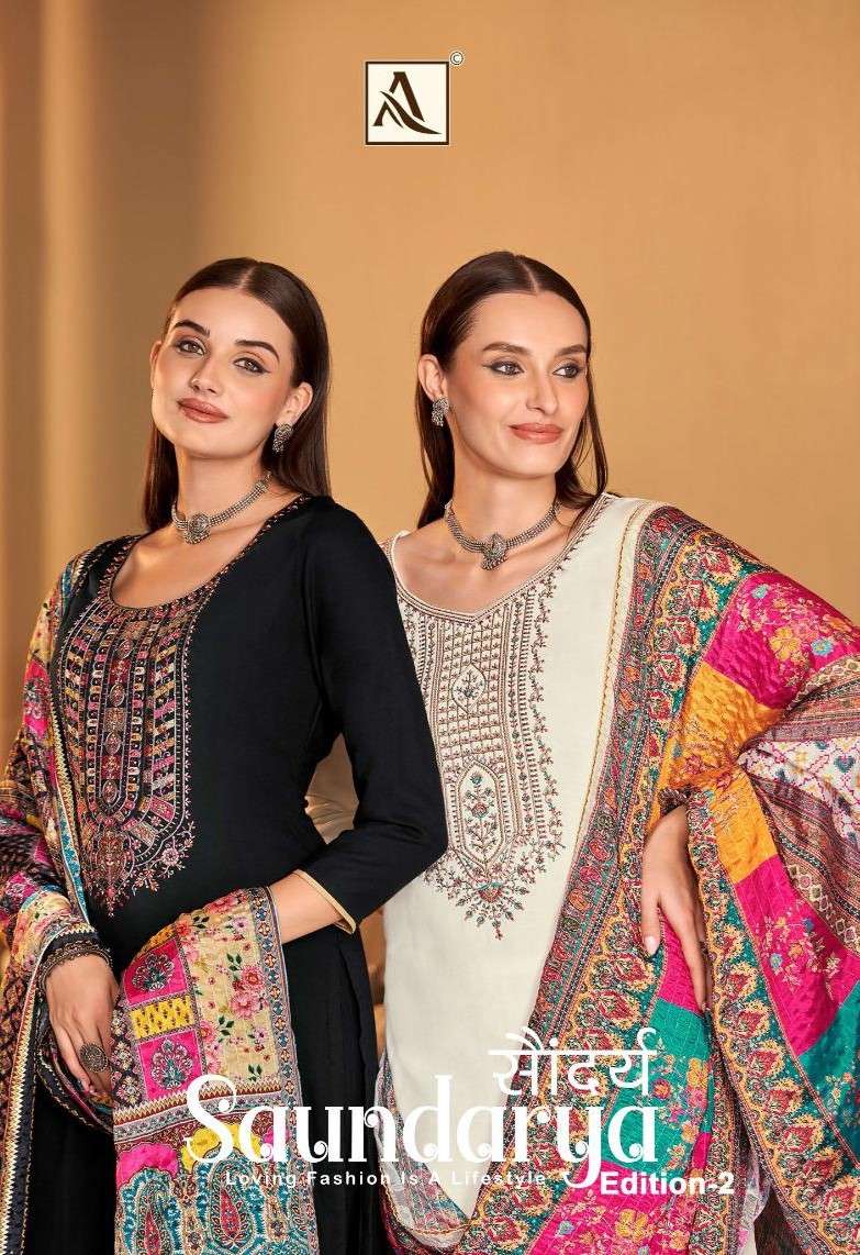 ALOK SUIT SAUNDARYA 2 PARTY WEAR RAYON DIMOND WORK SUIT KARACHI DUPATTA CATALOG