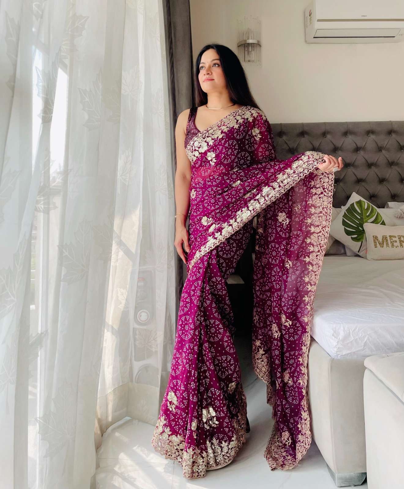 Bandhej design Georgette fabric fancy look saree Kia vol 1