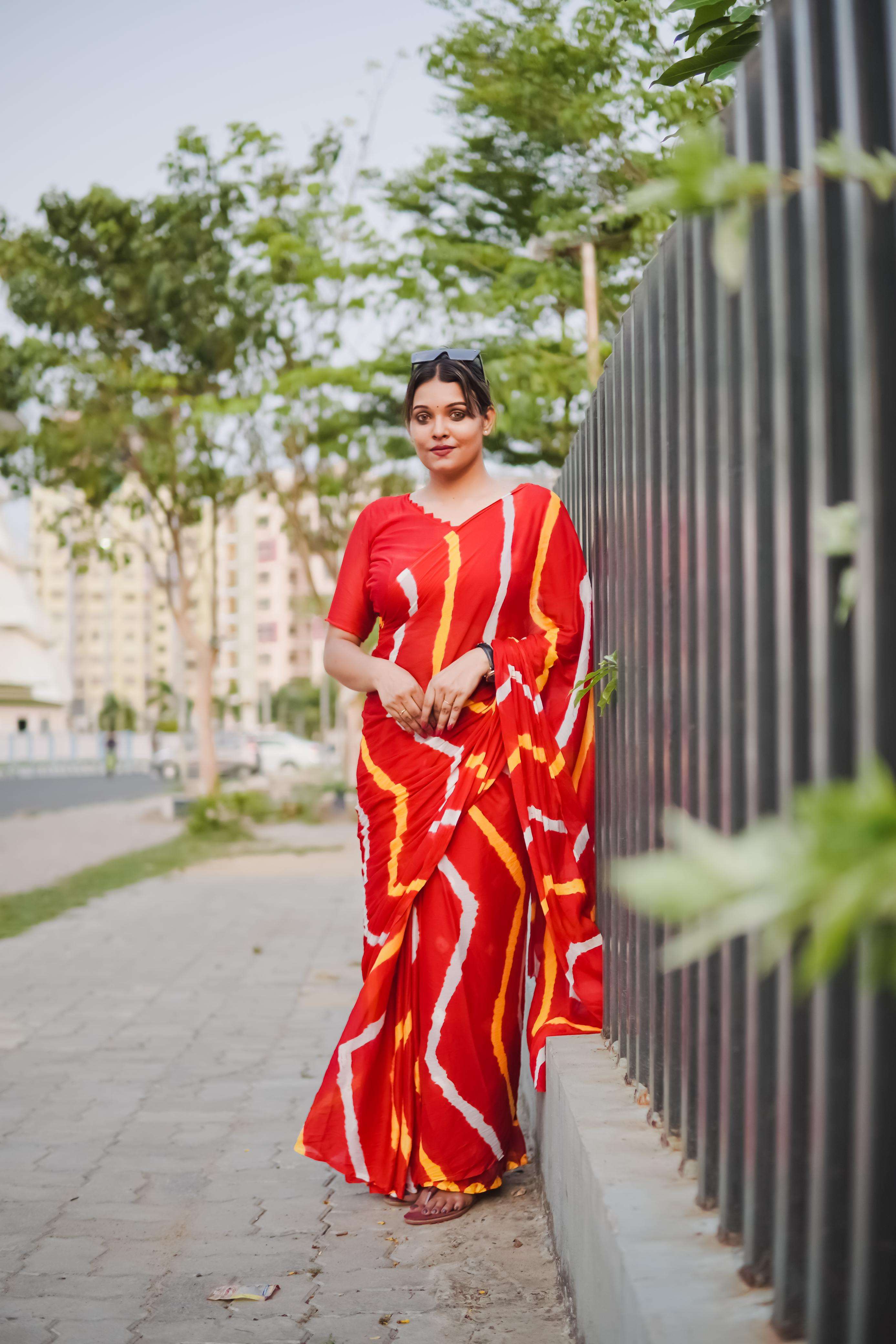 BANDHEJ WITH LAHERIYA DESIGN FANCY LOOK SAREE 