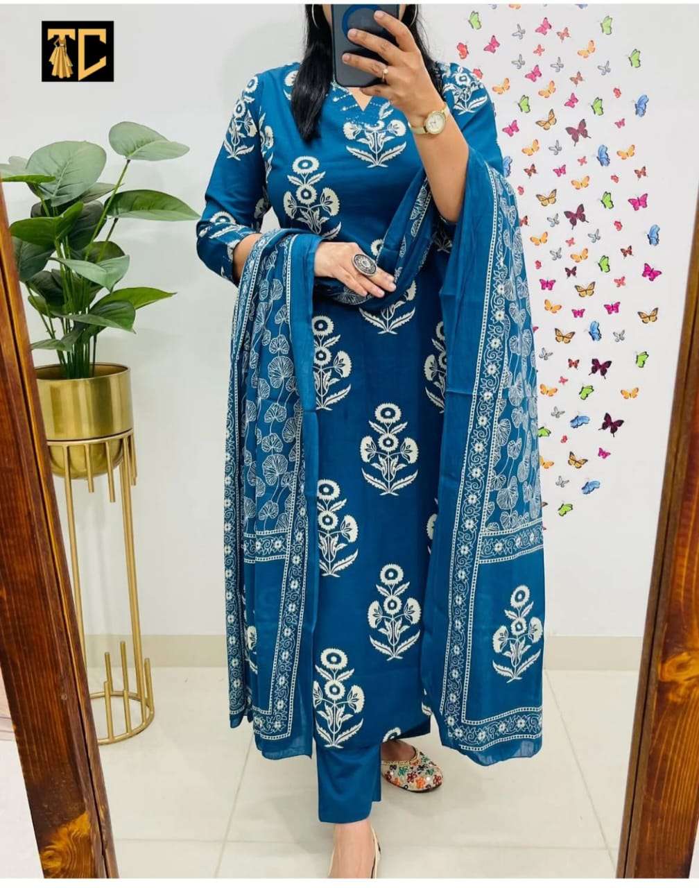 BEAUTIFUL COTTON FABRIC STITCHED KURTI PANT SUIT WHOLESALE TS