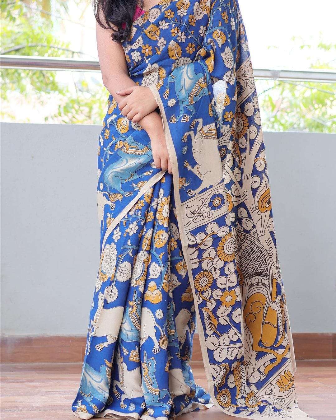 Beautiful digital printed linen fabric fancy saree