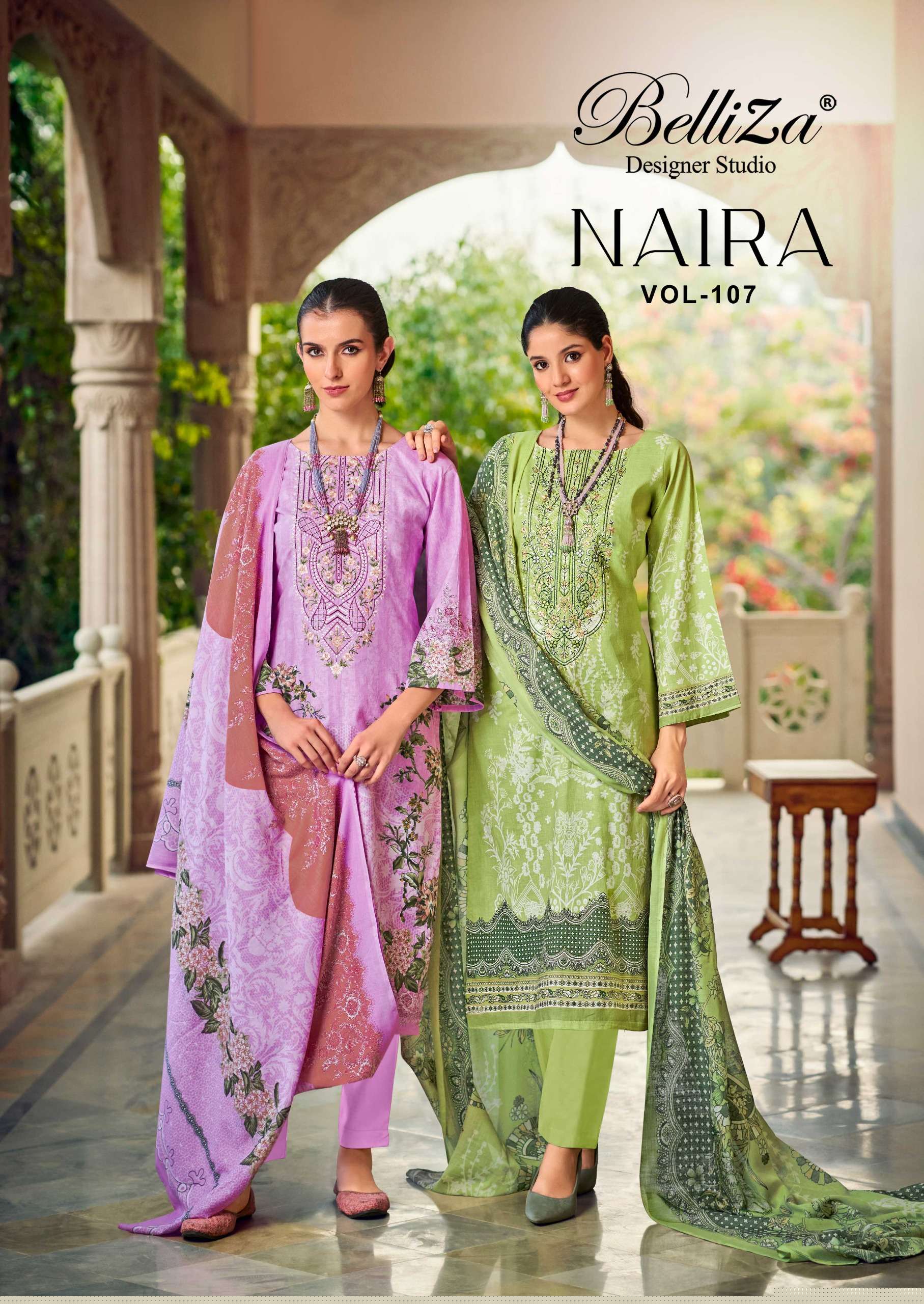 BELLIZA DESIGNER STUDIO NAIRA VOL 107 COTTON DIGITAL PRINT UNSTITCH SUIT CATALOG