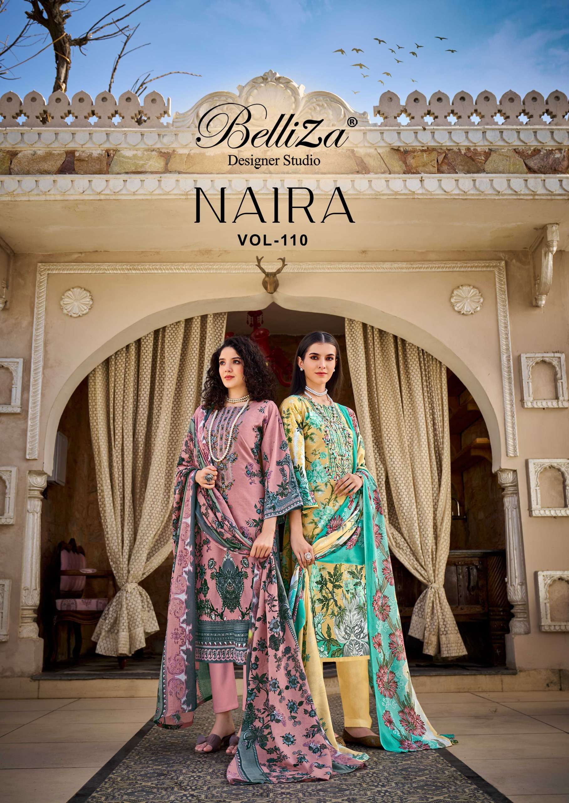 BELLIZA DESIGNER STUDIO NAIRA VOL 110 HIT PAKISTANI COTTON DRESS MATERIAL FOR BRANDED SHOP