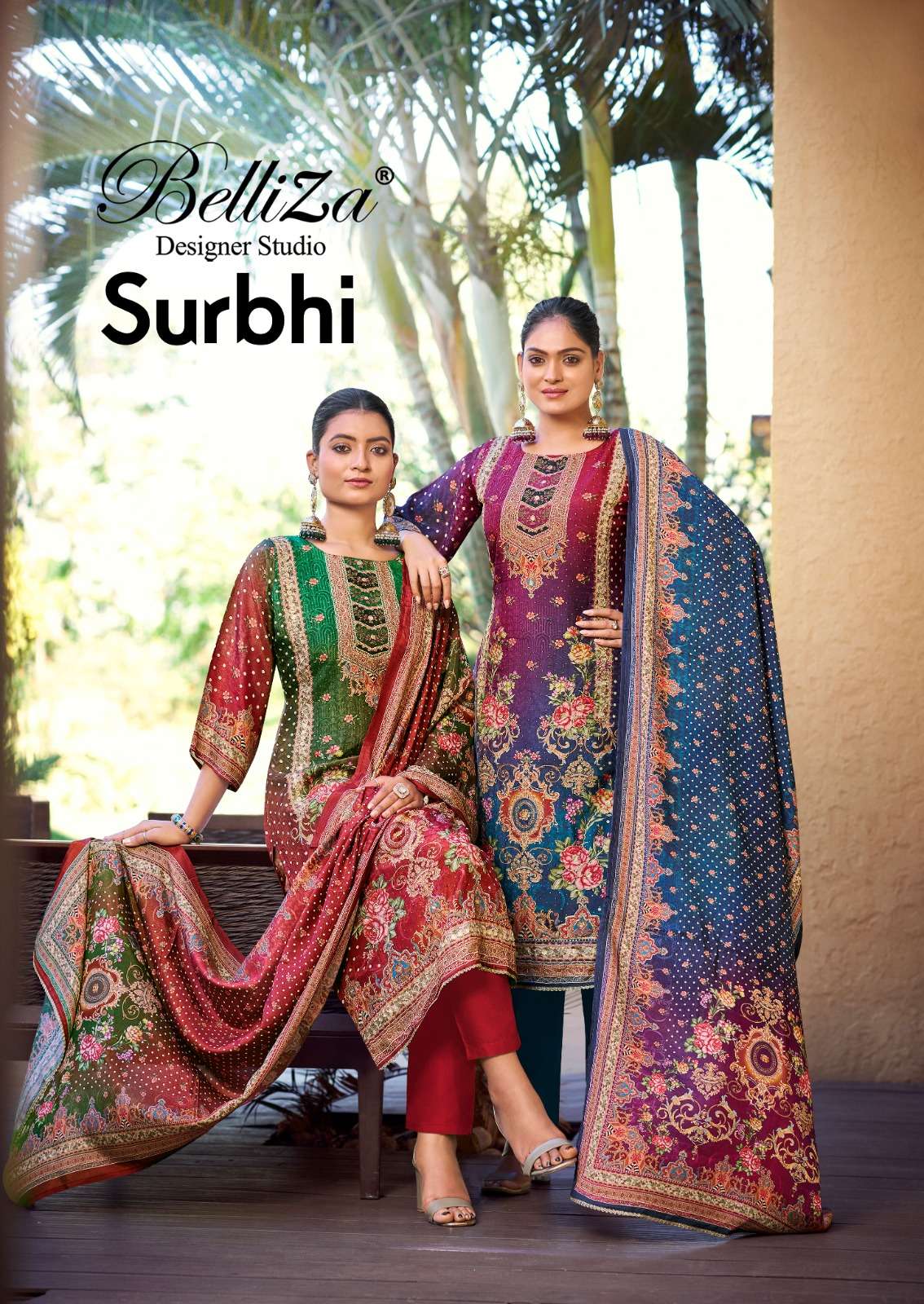BELLIZA DESIGNER STUDIO SURBHI WOMEN CLOTHES DIGITAL MATERIAL SUIT 