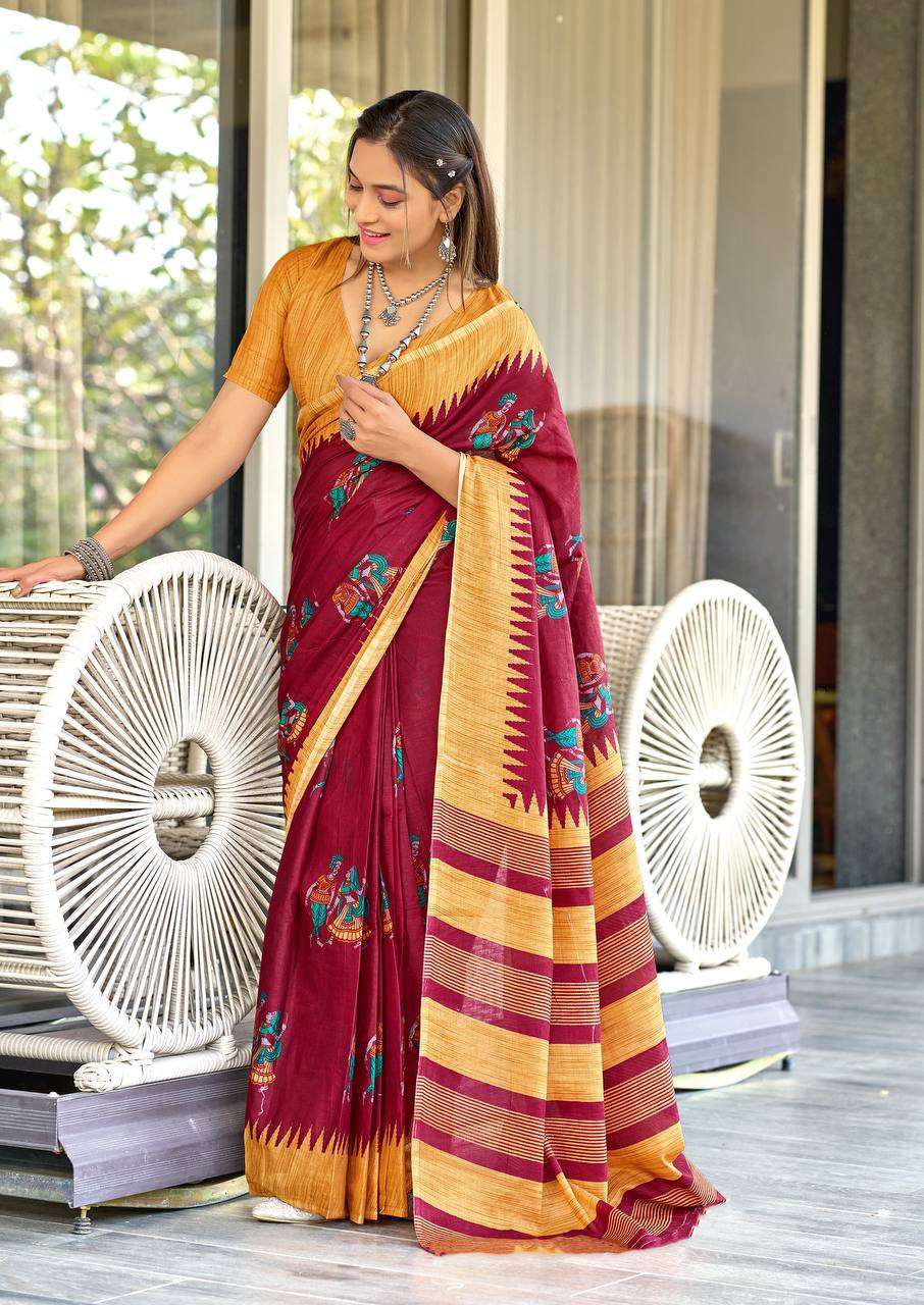BEST QUALITY KALMKARI COTTON SAREE COLLECTION ONLINE RAANI RANG 