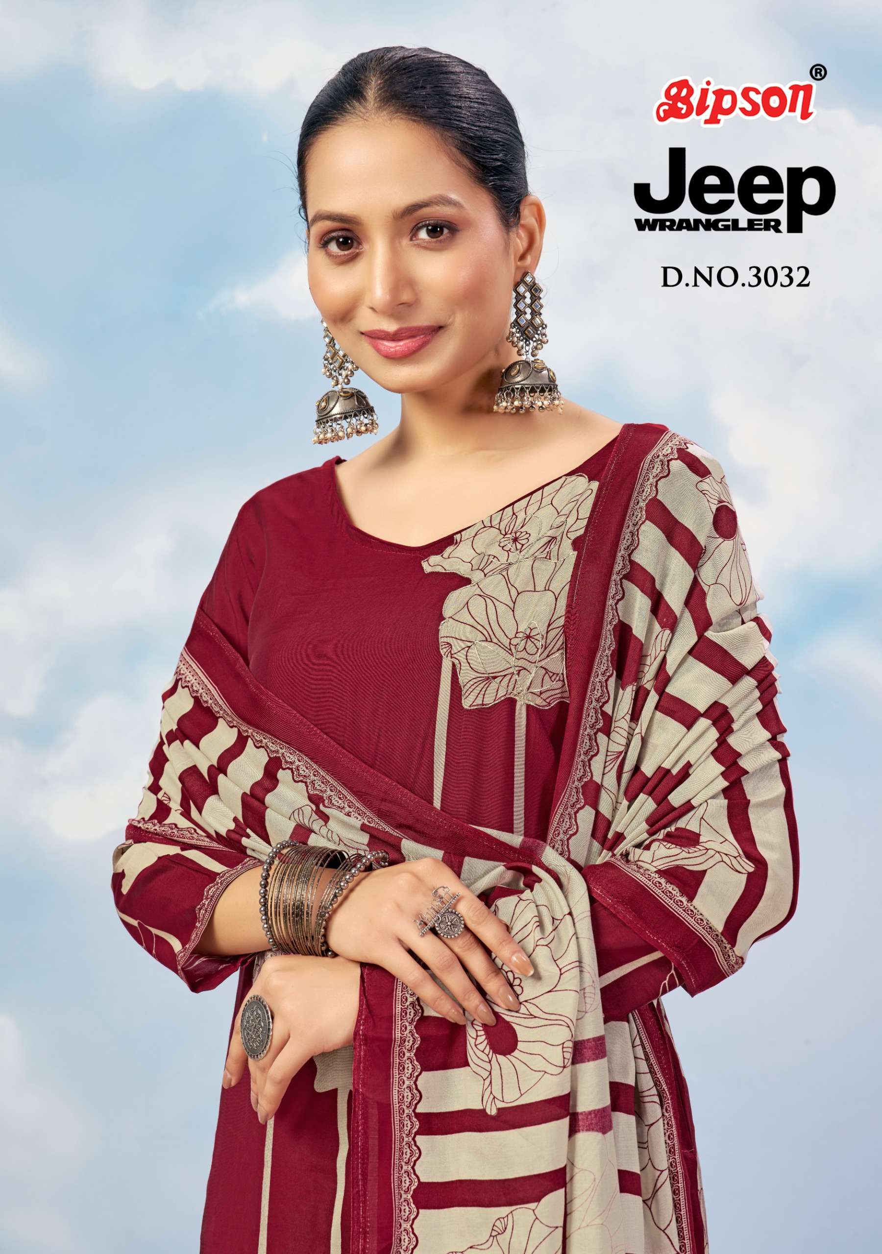 BIPSON PRINTED JEEP WRANGLAR 3032 HIGH QUALITY SILK MATERIAL SUIT FOR WOMEN ETHNIC DEALER