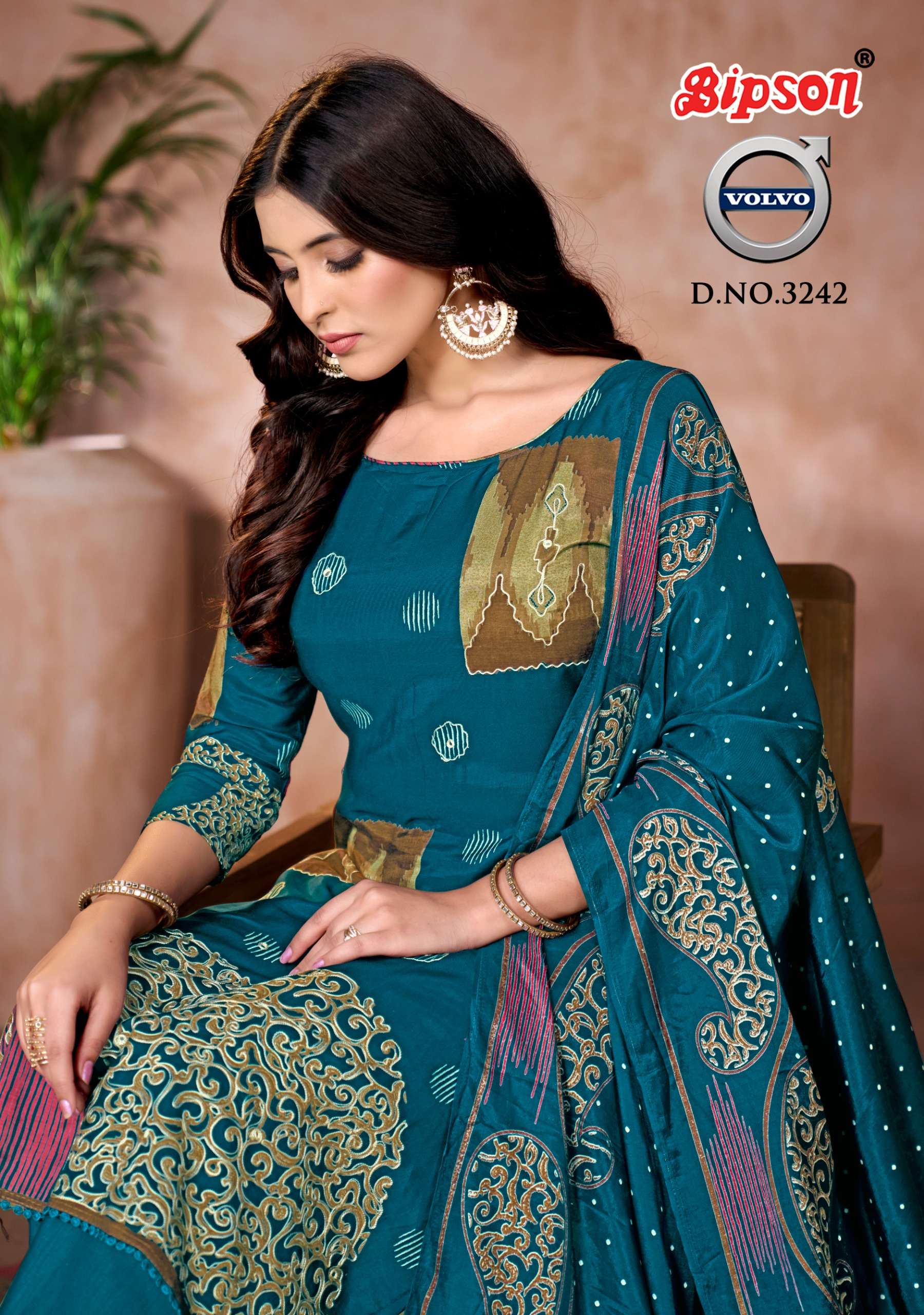 BIPSONE PRINTS VOLVO 3242 BEST QUALITY UNSTITCH DRESS CLOTHES SUPPLIER SURAT SHOP