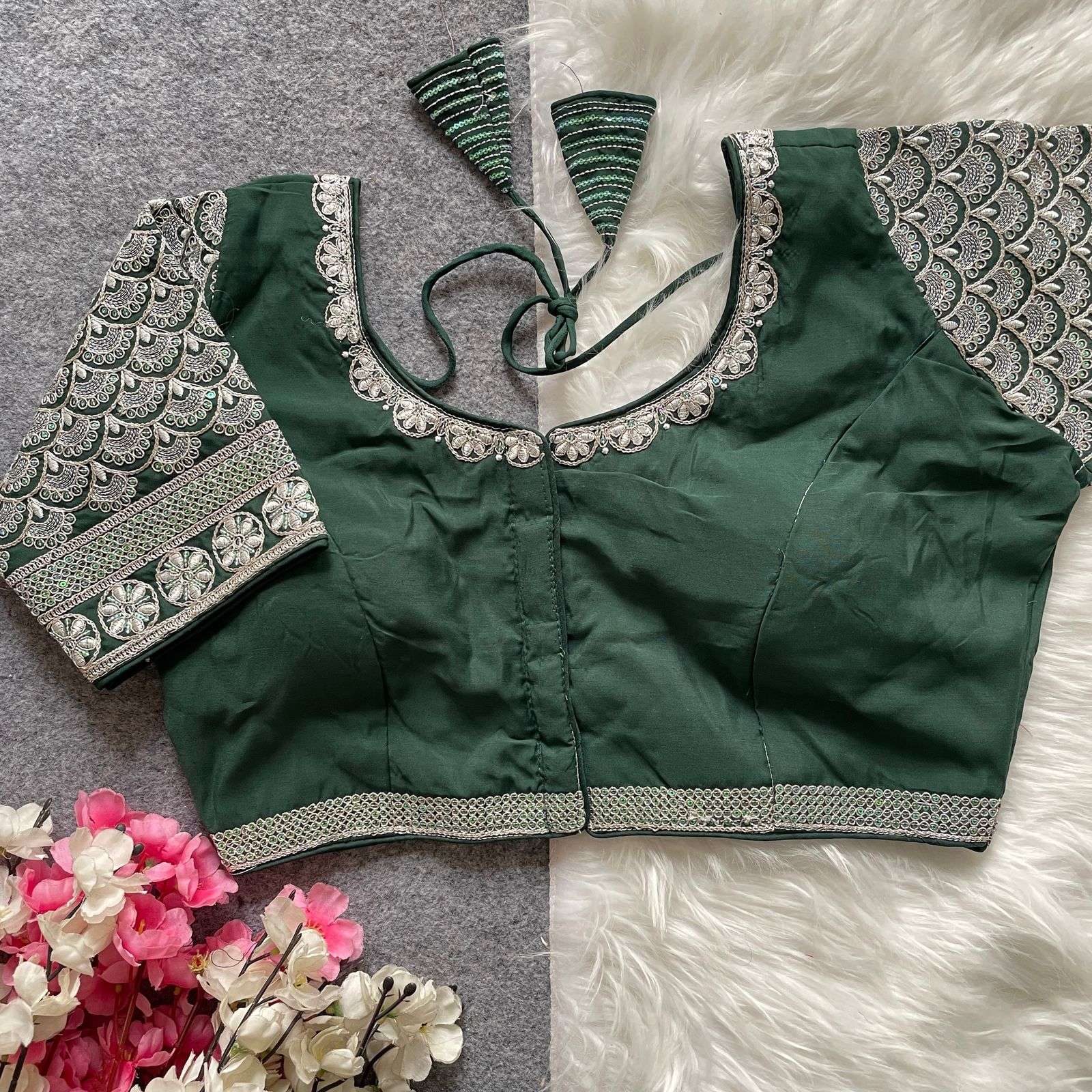 Codding embroidery work silk fabric stich blouse