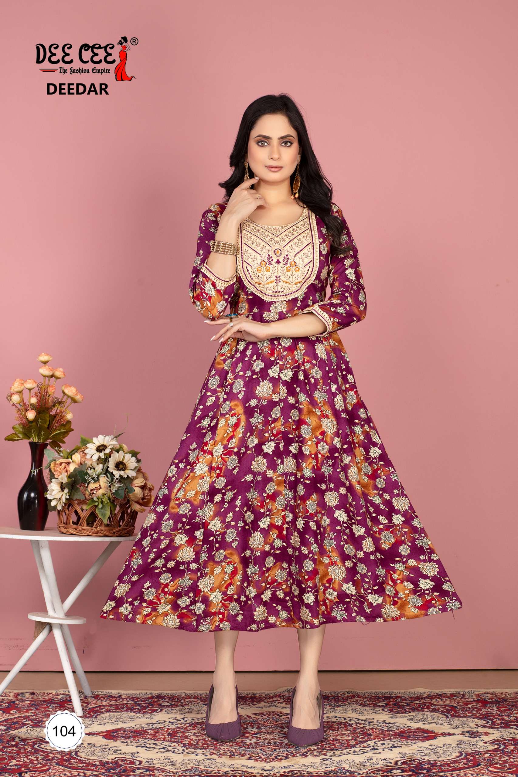 DEECEE DEEDAR CLASSIC RAYON FOIL PRINT LONG KURTI COLLECTION DEALER 