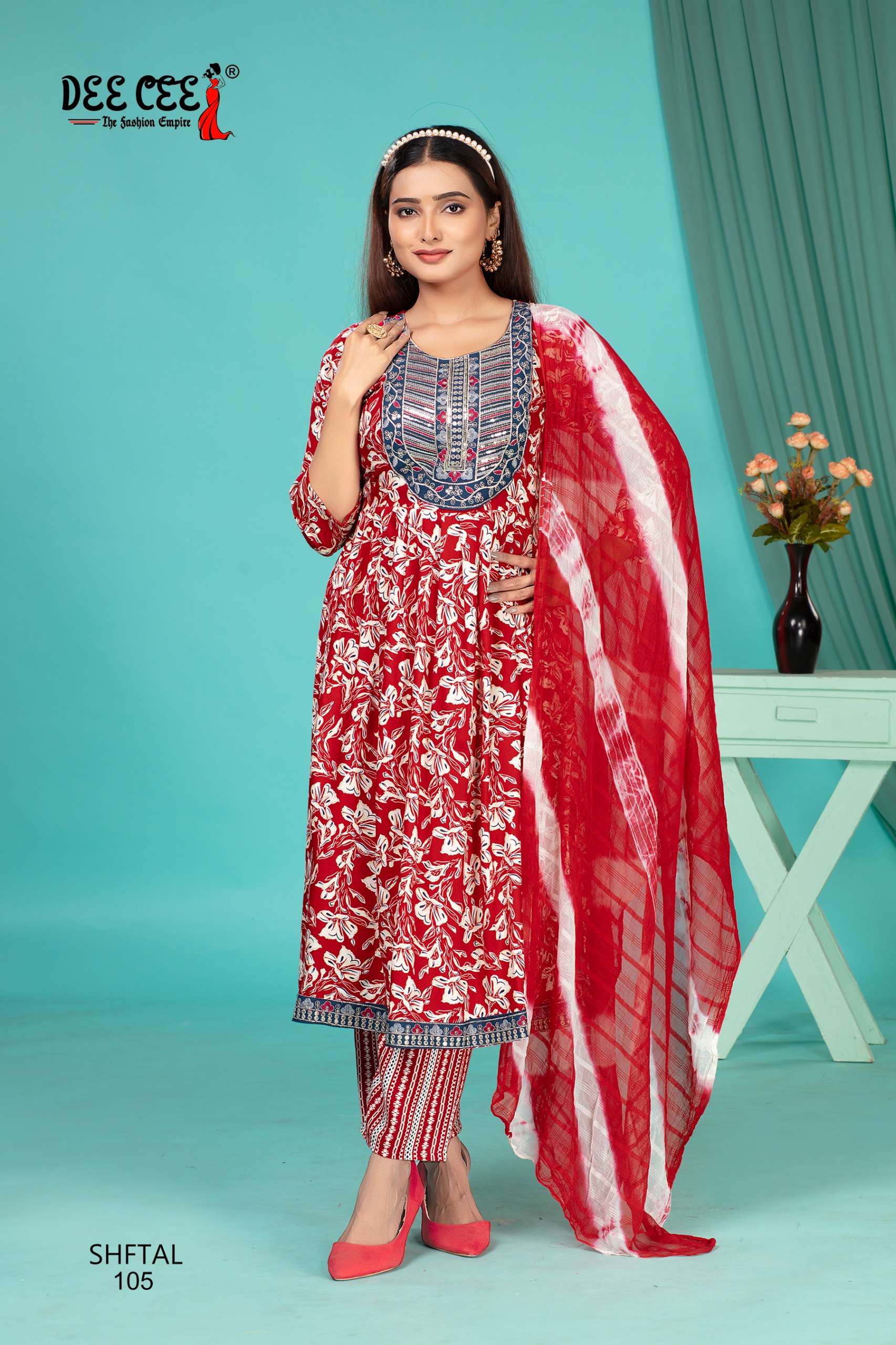 DEECEE SHFTAL PRETTY RAYON PRINT UMBRELLA KURTI SUIT RESELLER SURAT