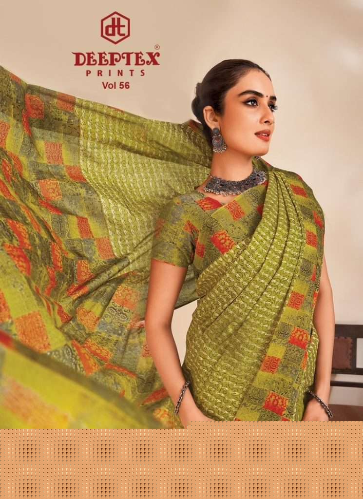 DEEPTEX MOTHER INDIA VOL 56 COTTON FABRIC FANCY LOOK SAREE