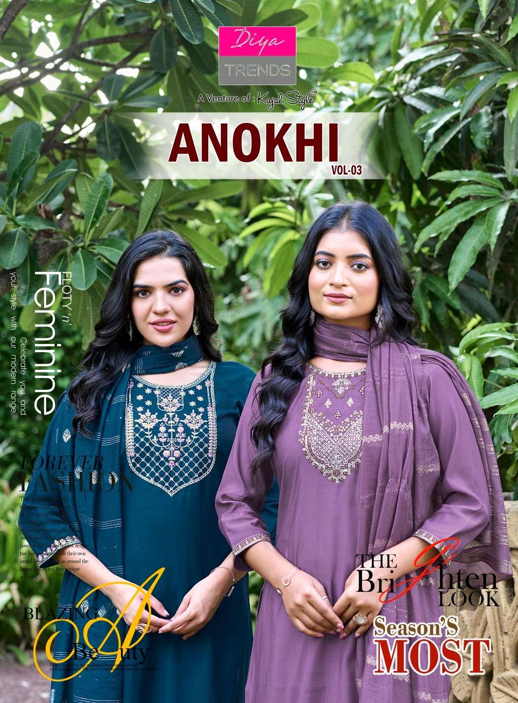 DIYA TRENDS ANOKHI VOL 3 READYMADE SILK KURTI PANT SUIT WOMEN WEAR DEALER
