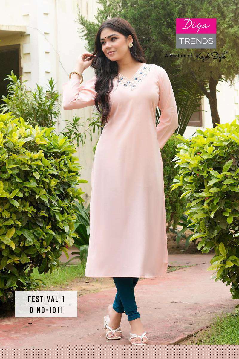 DIYA TRENDZ FESTIVAL VOL 1 SUMMER SIMPLE SILK KURTI DAILY WEAR CATALOG