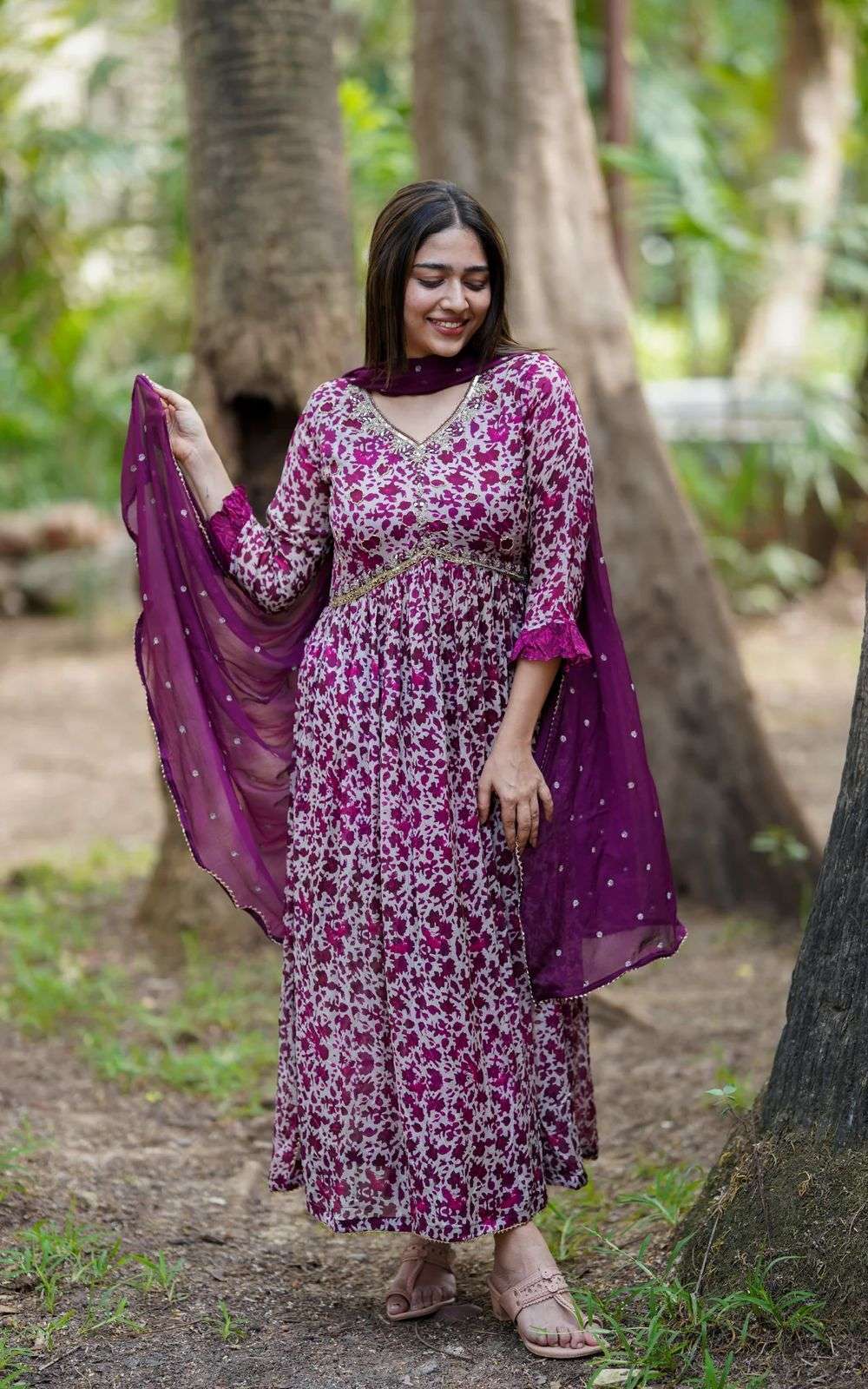 FESTIVAL SPECIAL PURPLE GOWN WITH DUPATTA PARTY WEAR DEALER LADY