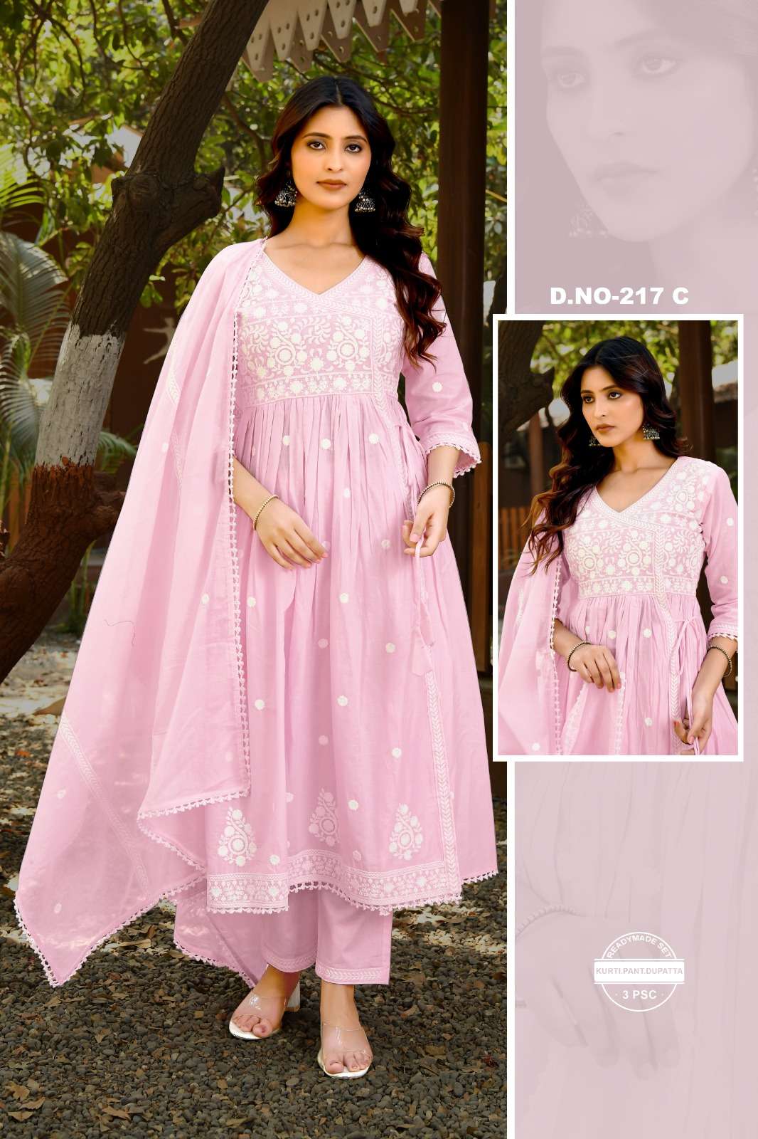 FESTIVAL WEAR COTTON KURTI PALAZZO SUIT READYMADE SUPPLIER AKSHAR