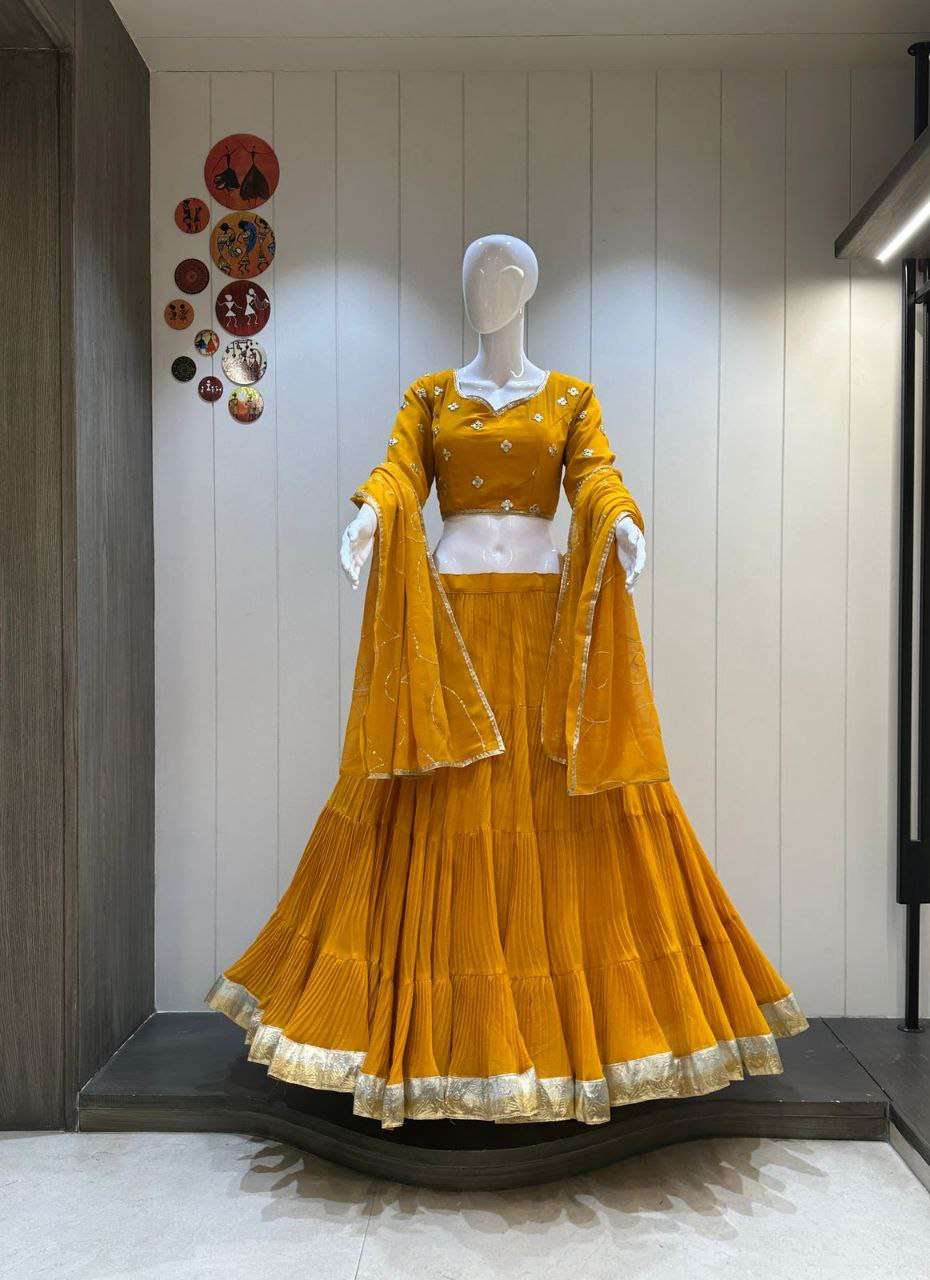 FESTIVAL WEAR GEORGETTE FLARE LEHENGA CHOLI SUPPLIER GHUMMAR