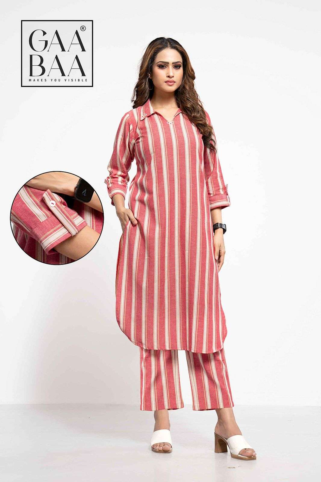 GAABAA 921 LINEN PATTERN CORD SET FOR WOMEN WHOLESALE 