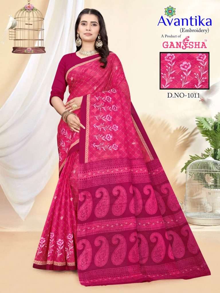 GANESHA AVANTIKA VOL 1 COTTON PRINTED FANCY LOOK SAREE 