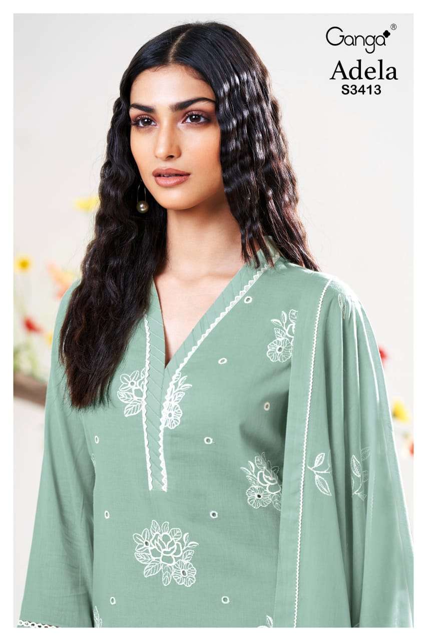 GANGA ADELA 3413 HIGH QUALITY PREMIUM COTTON SUIT PARTY WEAR SURAT