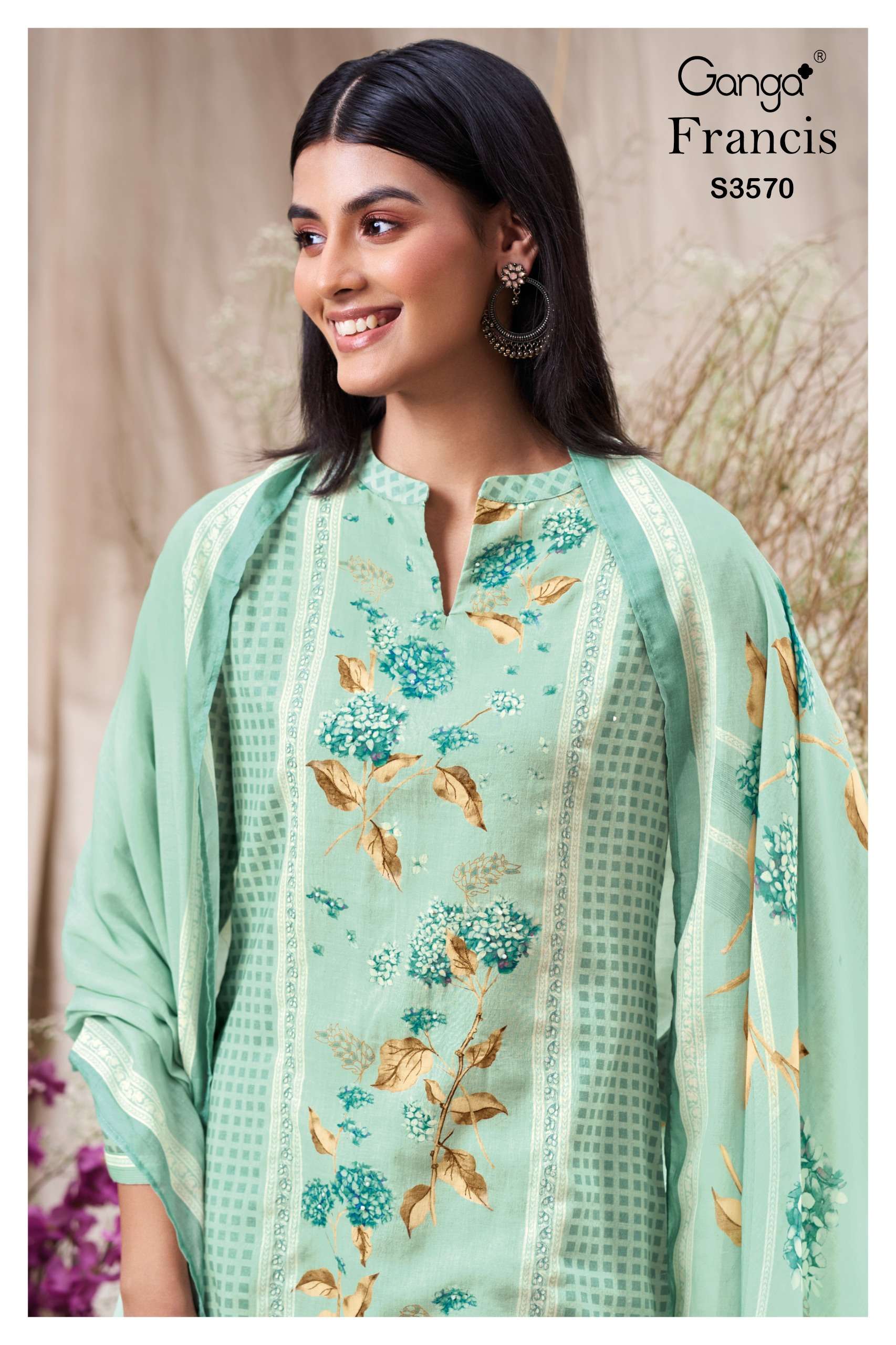 GANGA FRANCIS 3570 PREMIUM QUALITY COTTON SUIT LADIES CLASSIC STYLE CATALOG