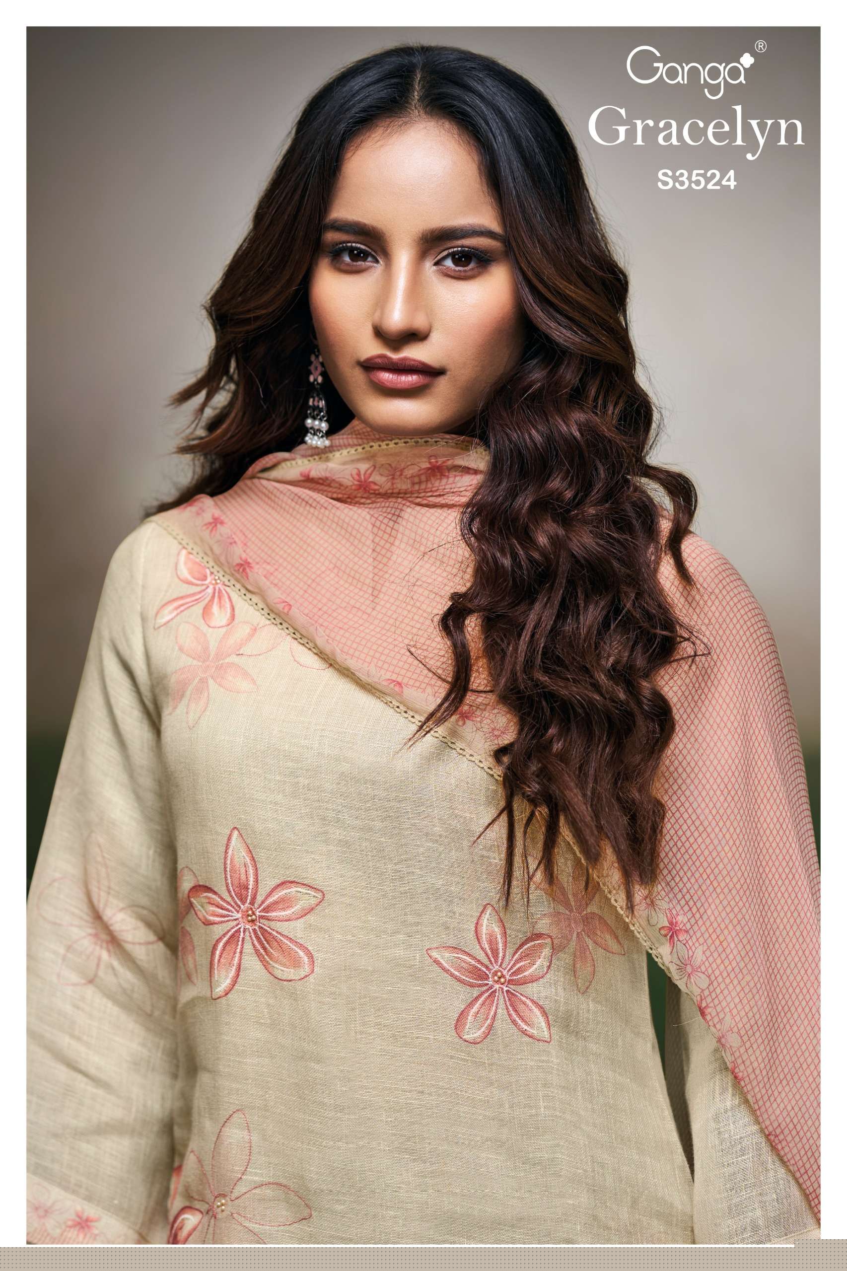 GANGA GRACEYN 3524 BUTIQUE LINEN PRINTED SALWAR KAMEEZ SUIT CATALOG SURAT 