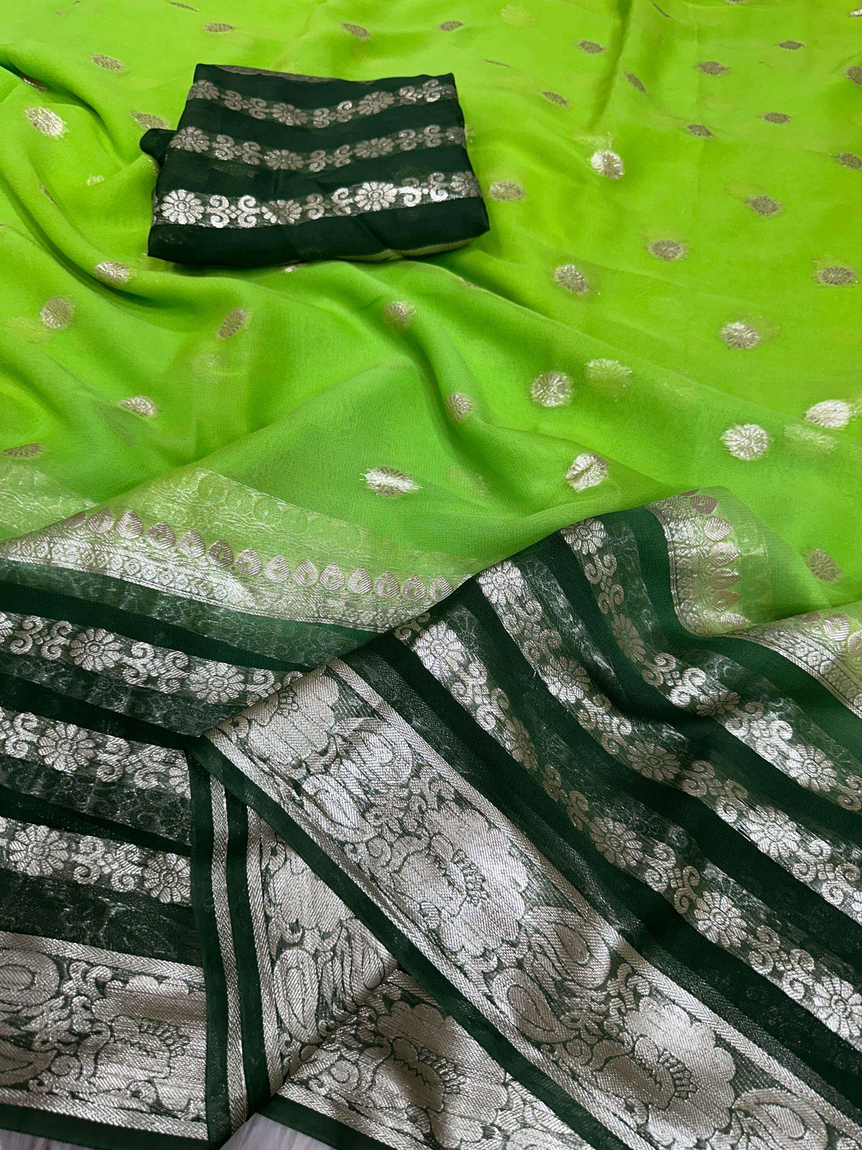 GLB2D GEORGETTE FABRIC ZARI BORDER FANCY LOOK SAREE 