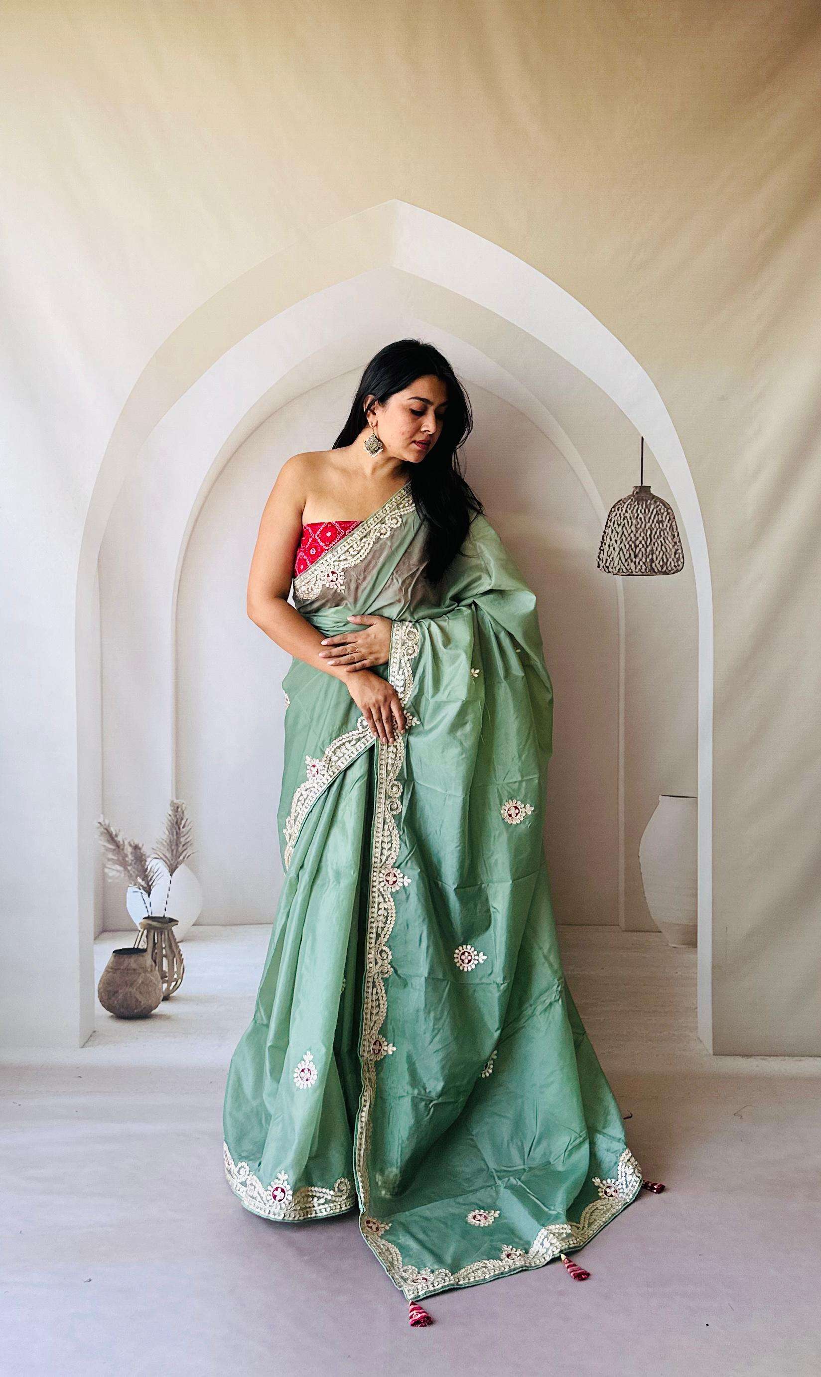 GOTA PATTI WORK BORDER WITH SOFT SILK FESTIVAL SPECIAL SAREE 
