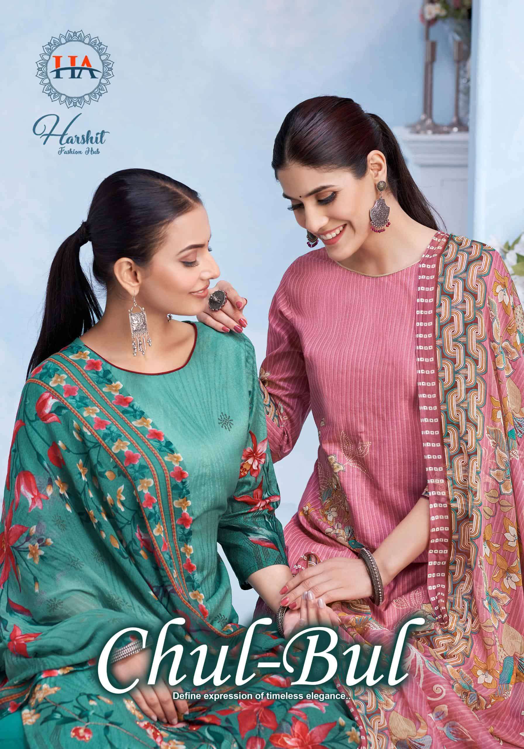 HARSHIT CHUL BUL FANCY SWAROVSKI WORK COTTON SALWAR SUIT SUPPLIER 