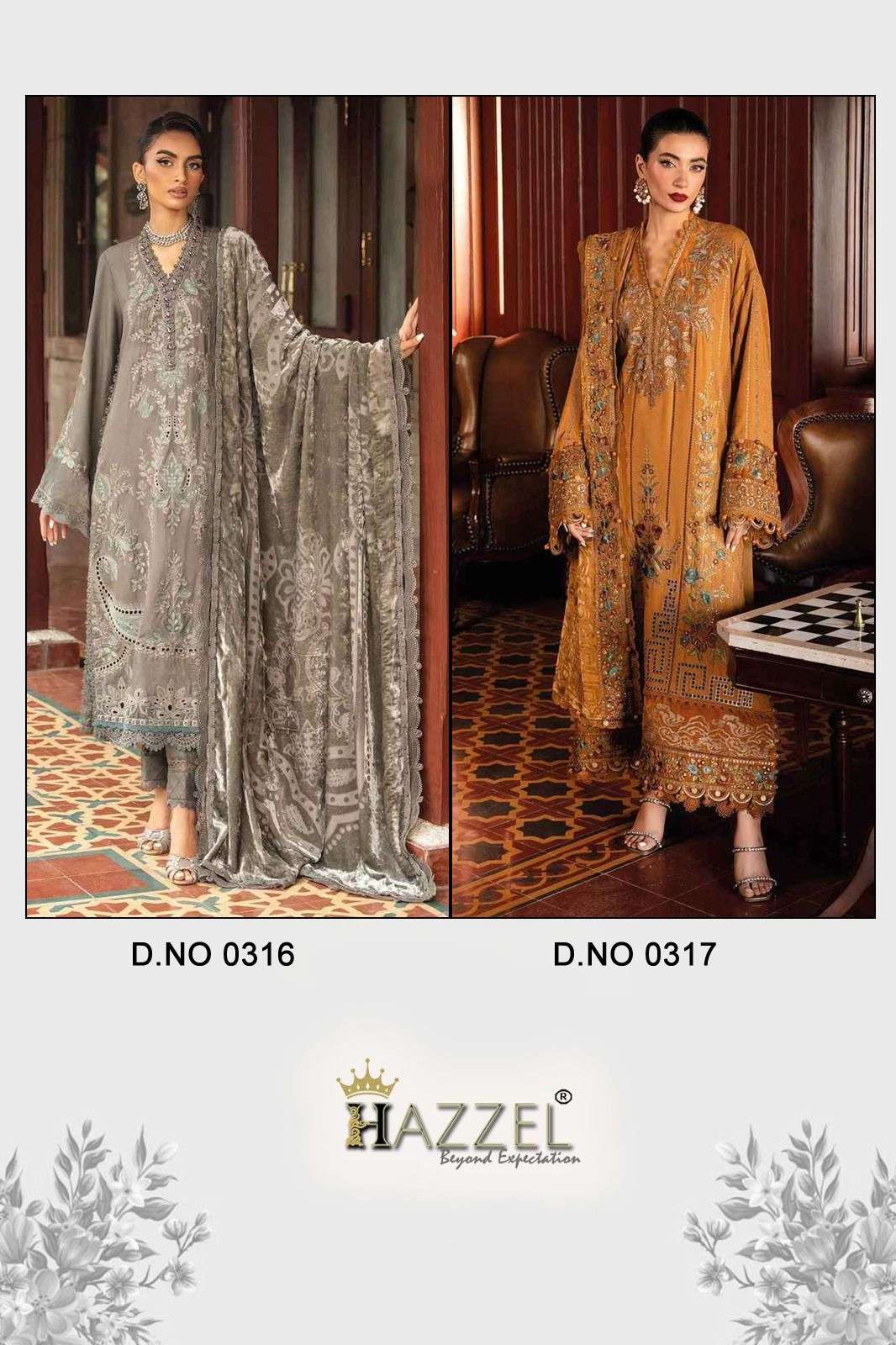 HAZZEL PRINTS B EMB RAYON 316 317 COLLECTION BRANDED  PAKISTANI SUIT FOR FESTIVAL CATALOG
