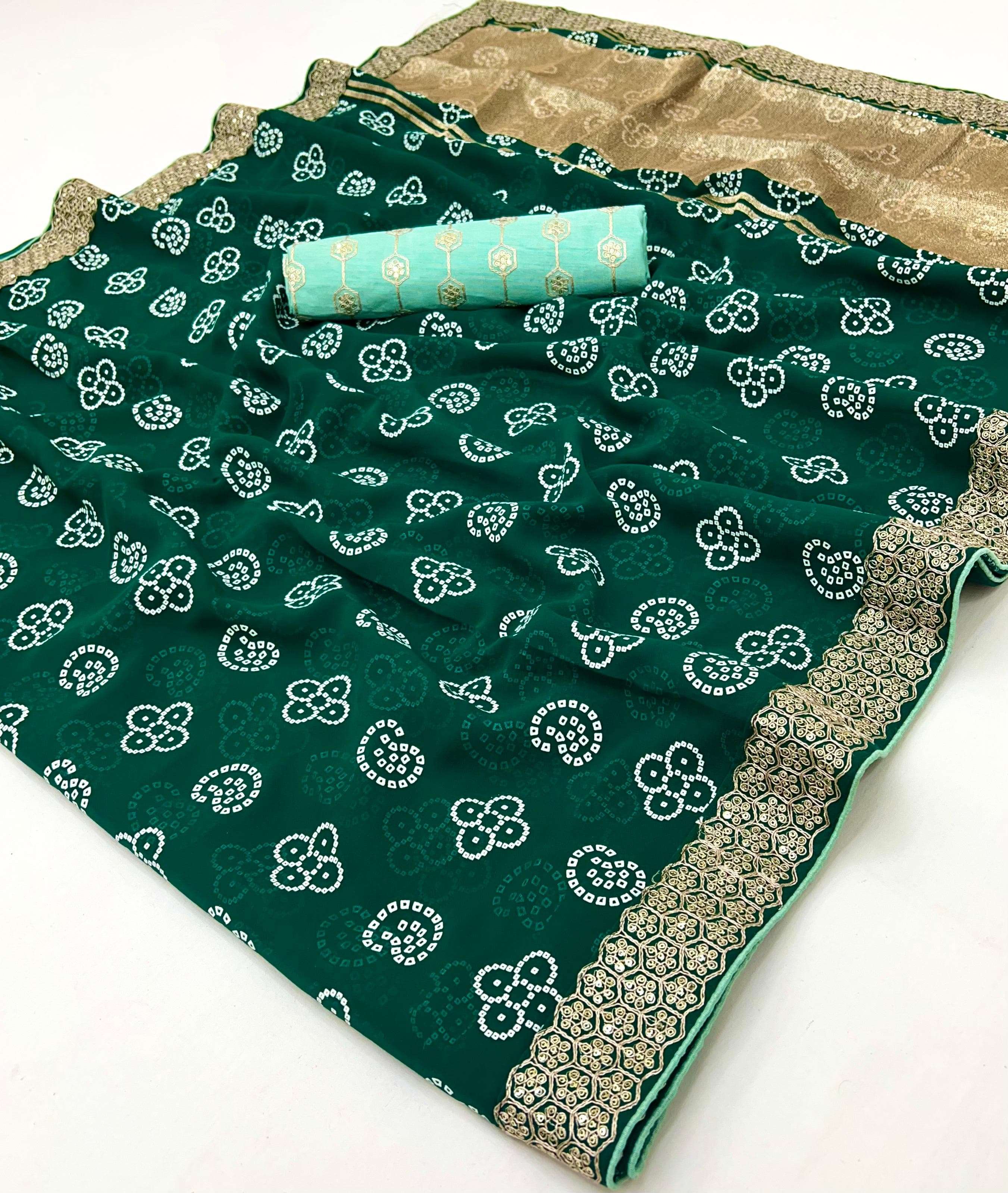 HEAVY CODDING EMBROIDERY WORK BORDER GEORGETTE FABRIC SAREE 