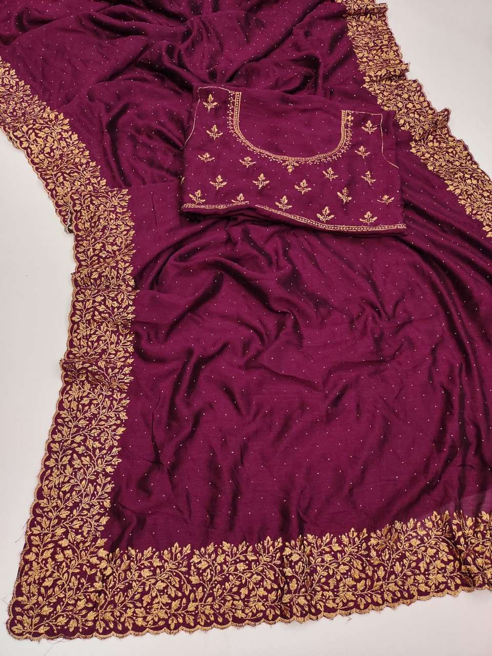 HEAVY EMBROIDERY WORK VICHITRA SILK FABRIC FANCY SAREE MANSHVI