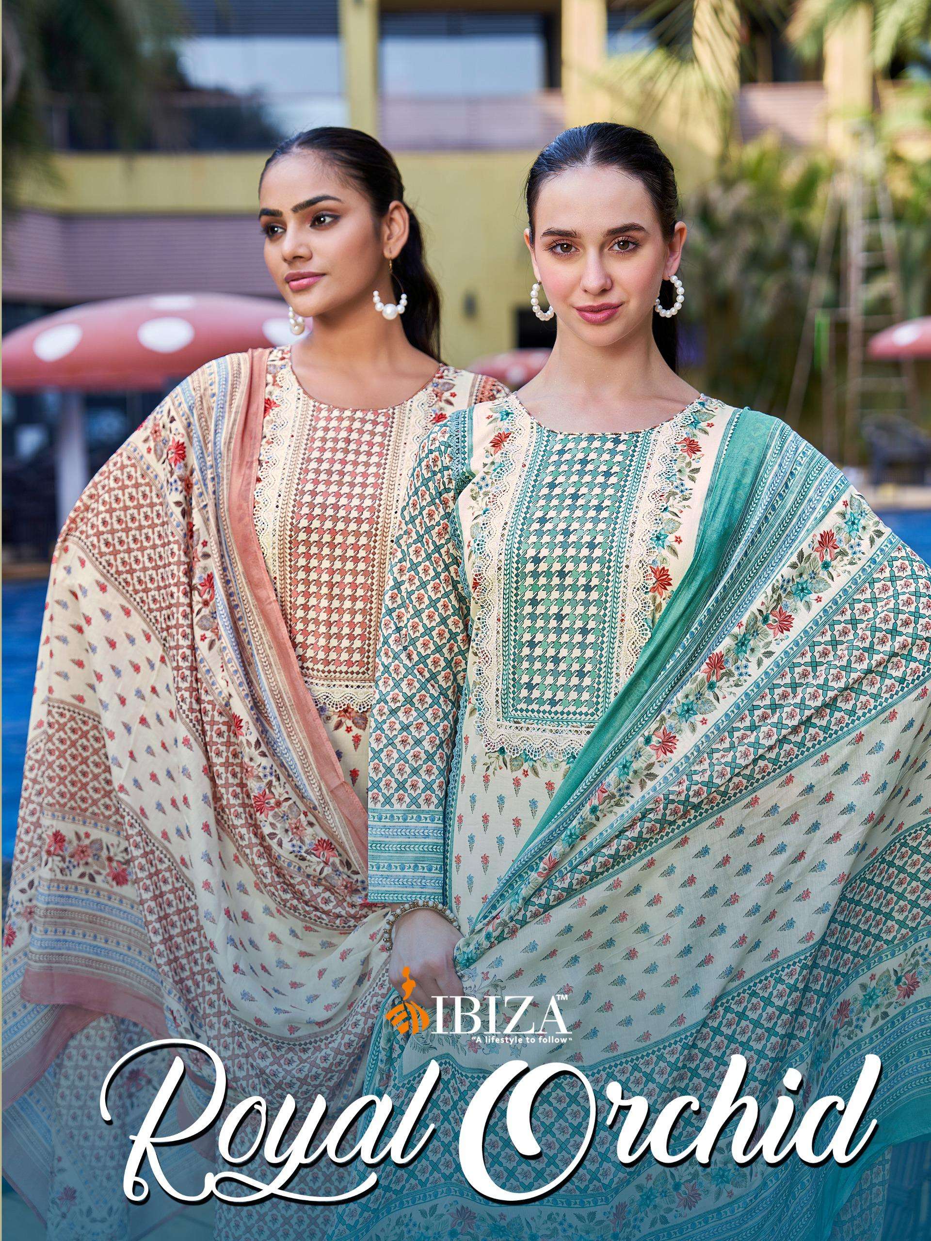 IBIZA ROYAL ORCHID TOP SURAT MATERIAL BRAND LAWN COTTON DESIGN SUIT 