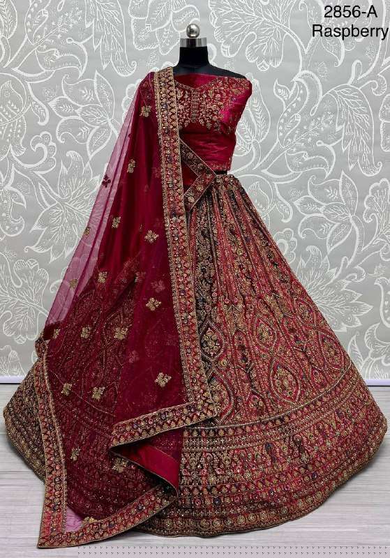 INDIAN ROYAL WEDDING HIGH QUALITY VELVET BRIDAL LEHENGA CHOLI ONLINE 2856 