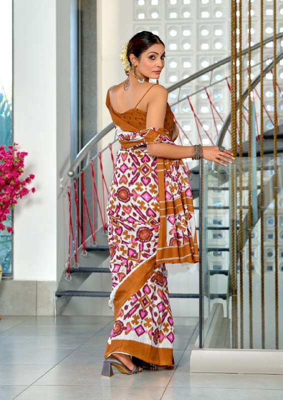 INDIAN SAREES IKKAT PRINT COTTON SAREE LADIES CLOTH SHOP NAYANTHARA 