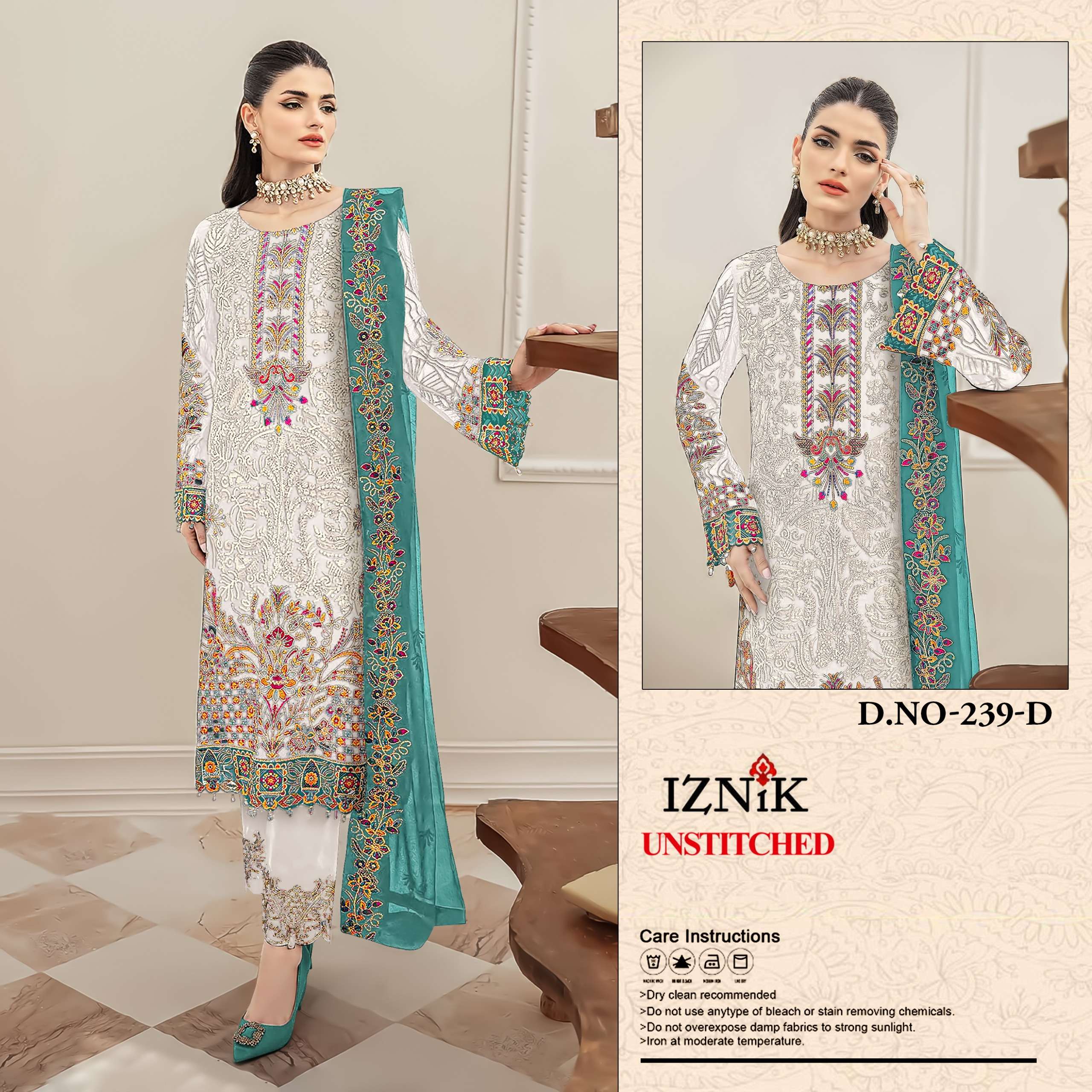 IZNIK FAB 239 HEAVY PAKISTANI WORK SUIT WEDDING WEAR CLOTH SUPPLIER