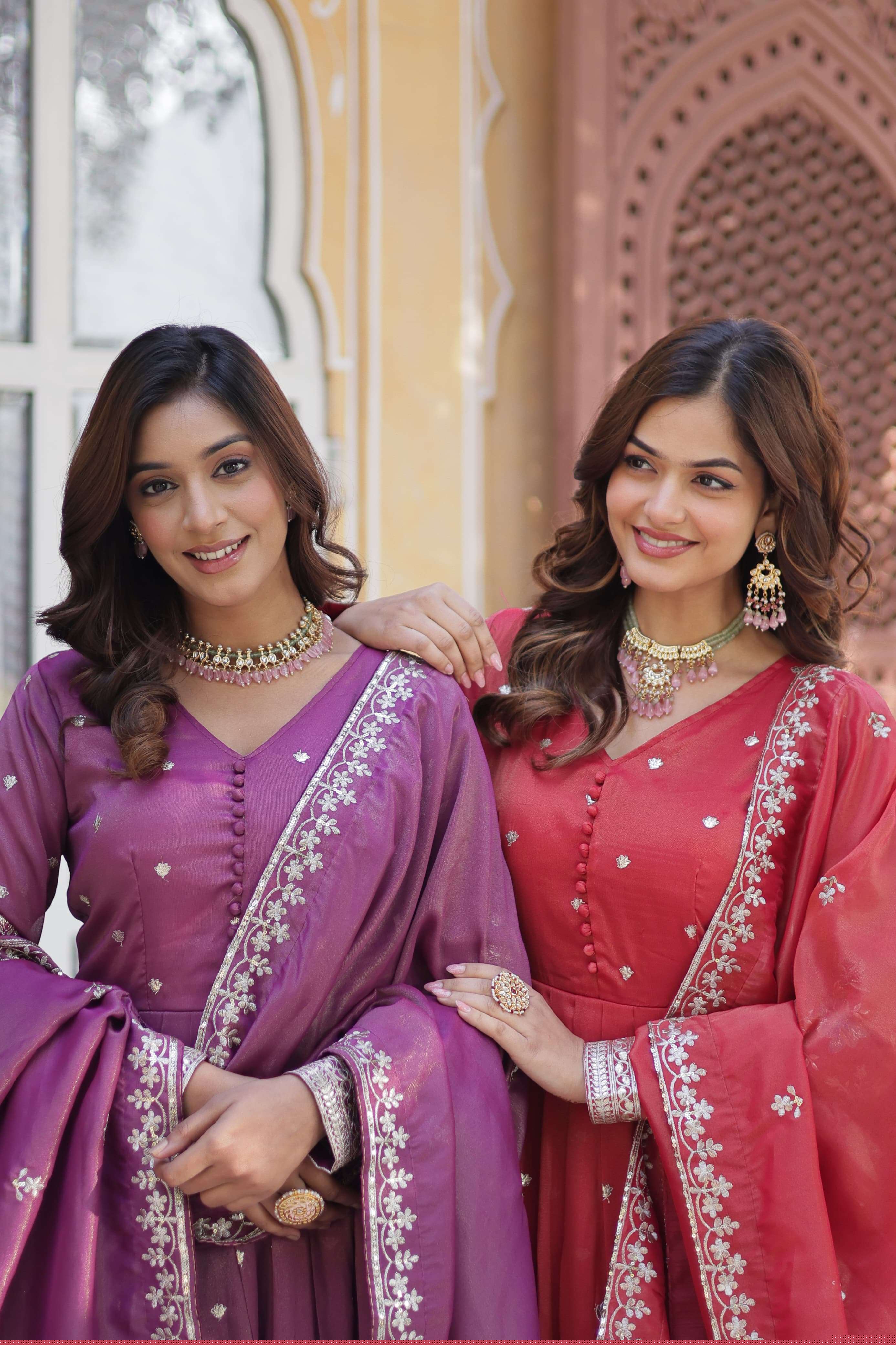 KA 1152 VISCOSE SILK DESIGNER ANARKALI STYLE LONG READYMADE SUITS 