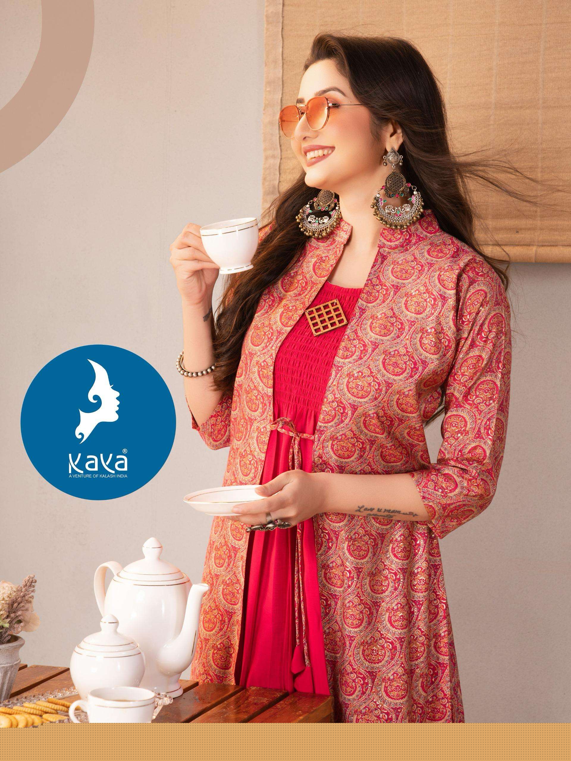 KAYA KURTI BEST ONE 3 CASUAL WEAR SILK KURTI WITH JACKET STYLE RESELLER SHOP
