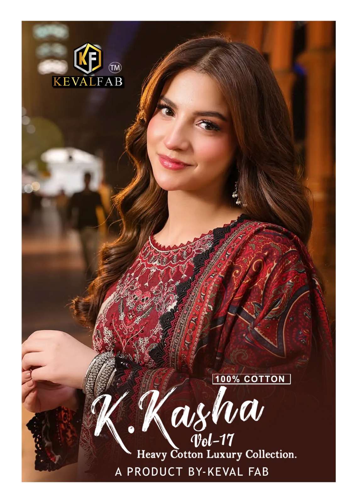 KEVAL FAB K.KASHA VOL 17 PAKISTANI HEAVY DESIGNER SUIT MATERIAL CLOTH 
