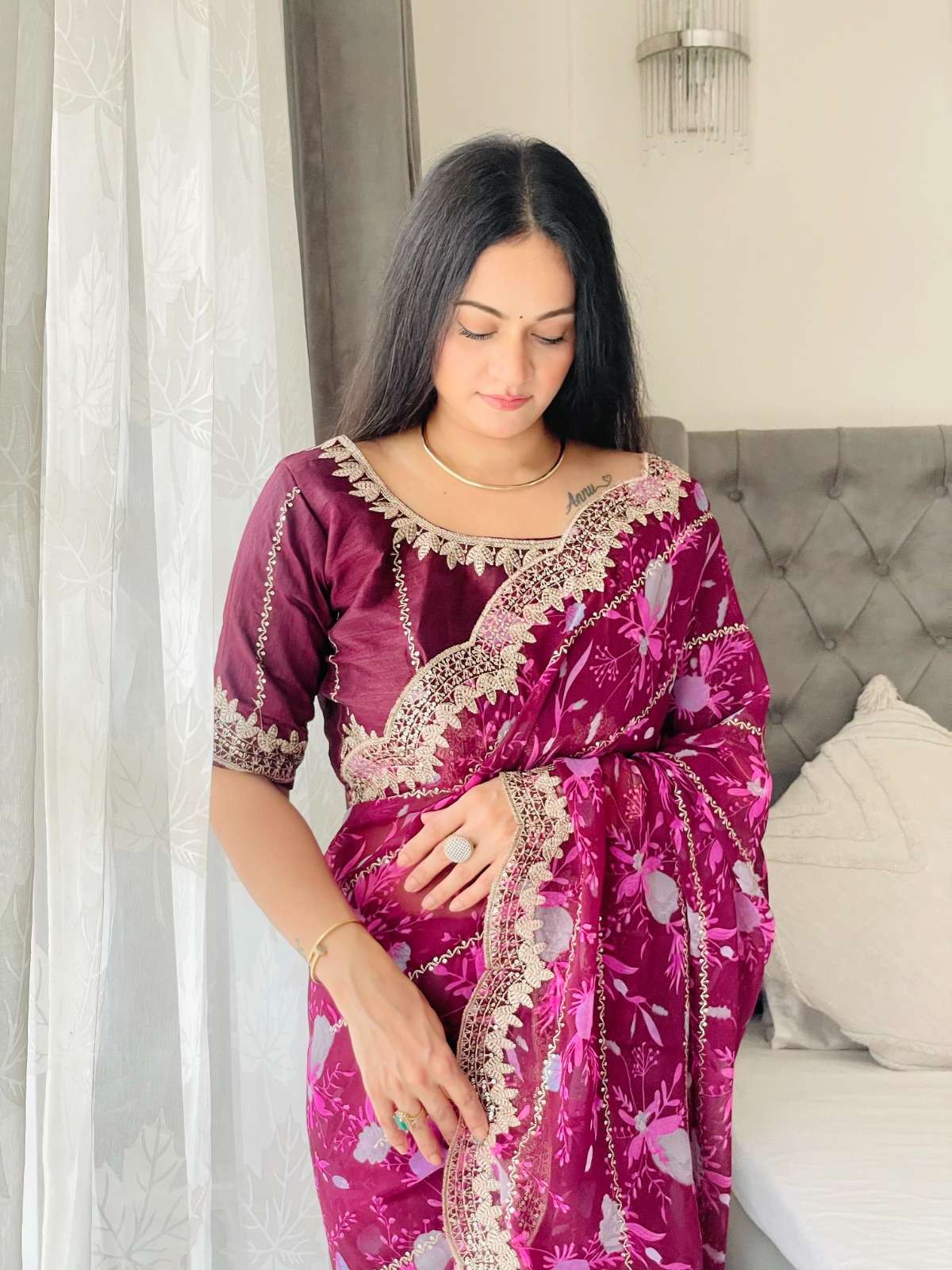 Kia vol 2 Georgette fabric Gota patti work border fancy saree 