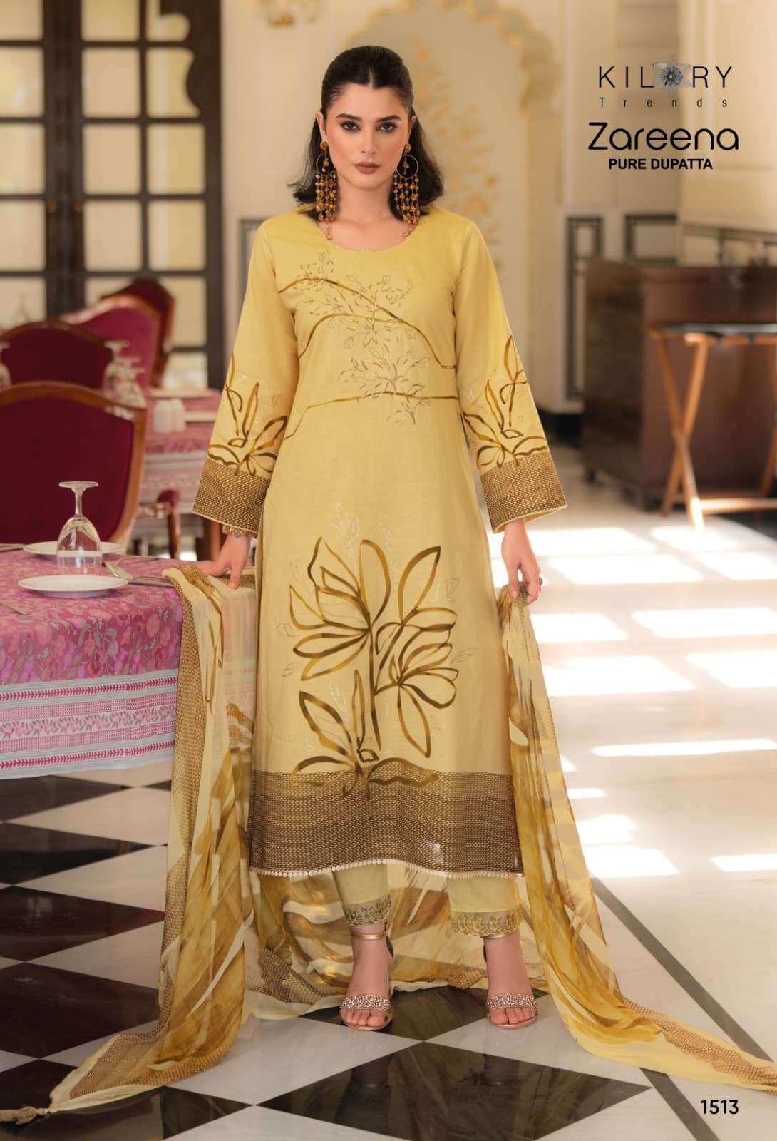 KILORY TRENDS ZAREENA QUALITY COTTON LINEN UNSTITCH WOMEN SUIT DEALER