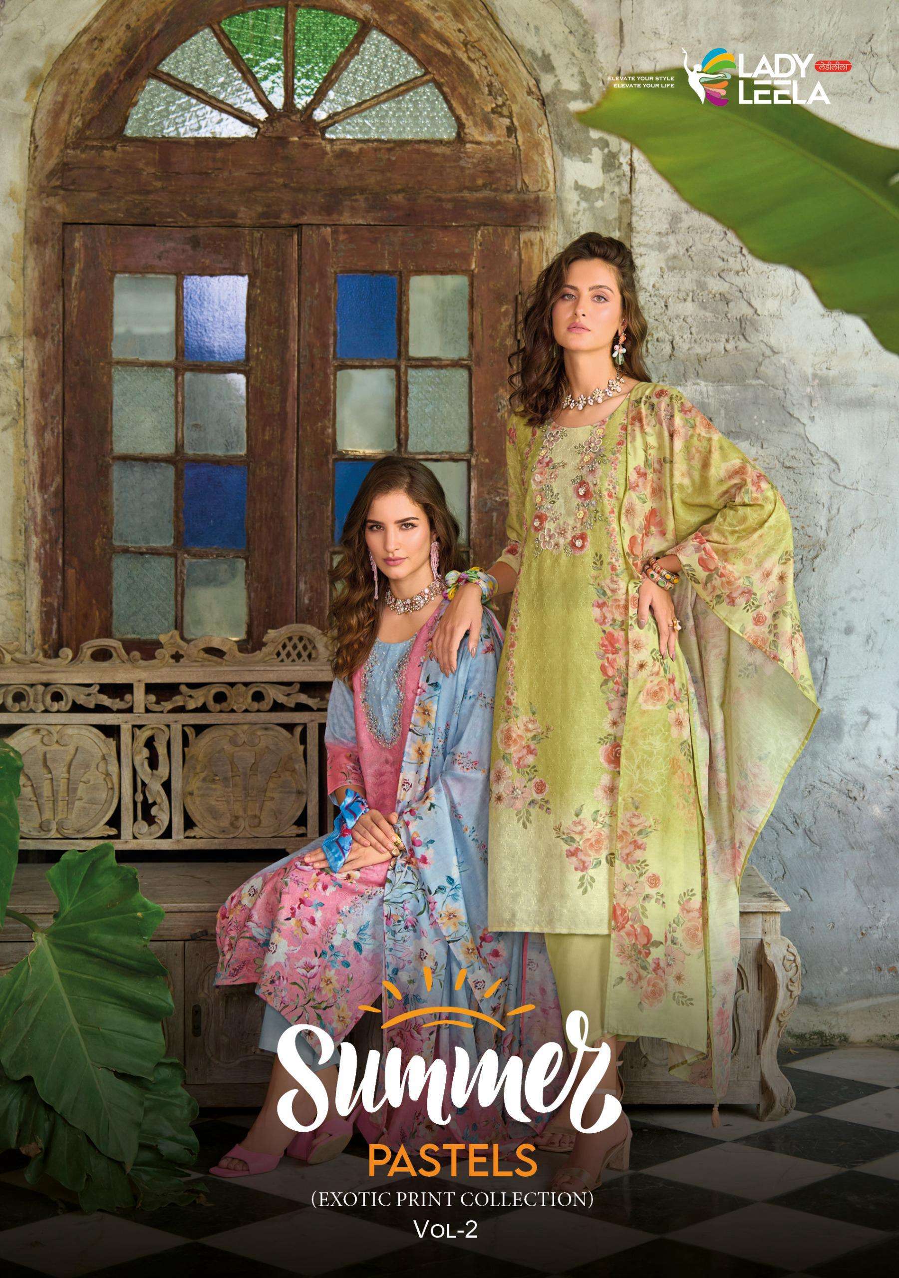 LADY LEELA SUMMER PASTELS 2 SCHIFFON WORK COTTON DRESS RESELLER 