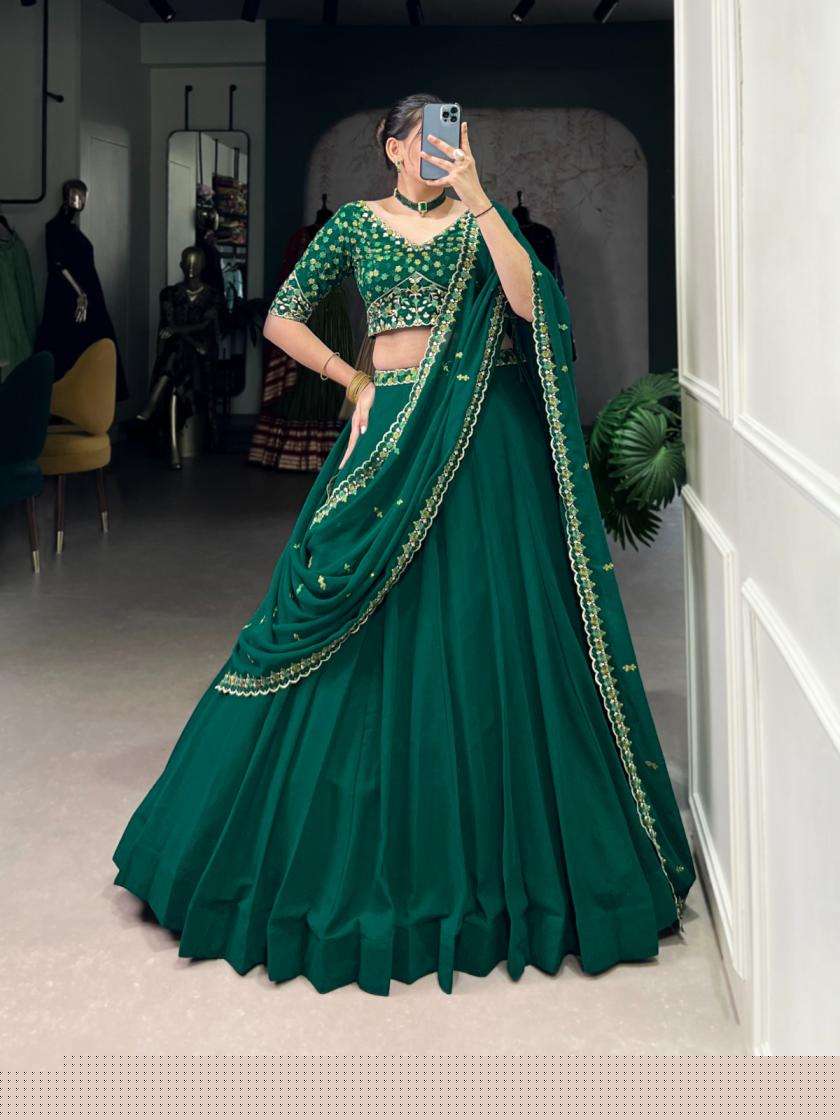 LNB 1447 GEORGETTE FABRIC GREEN SHADES DESIGNER LOOK LEHENGA CHOLI