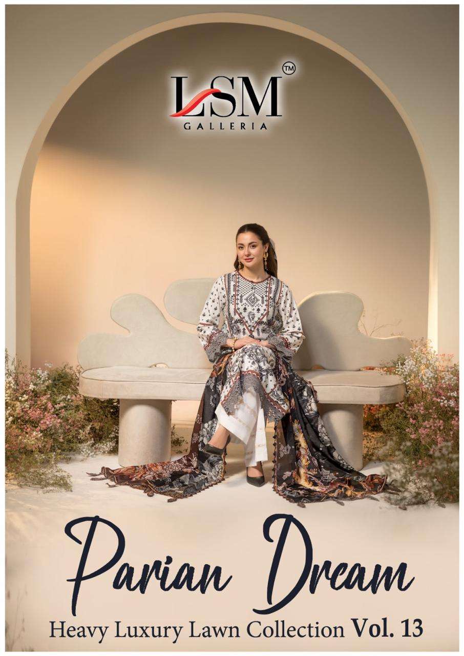 LSM PARIAN DREAM VOL 13 PAKISTANI KARACHI PRINT UNSTITCH SUIT 