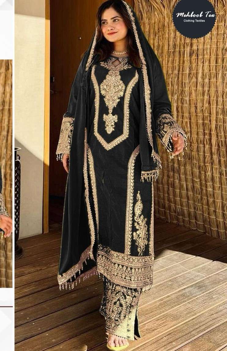 MEHBBOB TEX 1356 WEDDING TYPE HEAVY WORK BLACK  PALAZZO SUIT DEALER