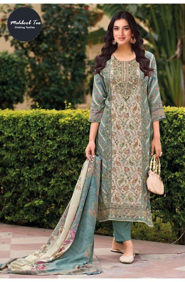 MEHBBOB TEX 1652 SHADI CLOTHES DIGITAL PRINT WORK SUIT WHOLESALE 