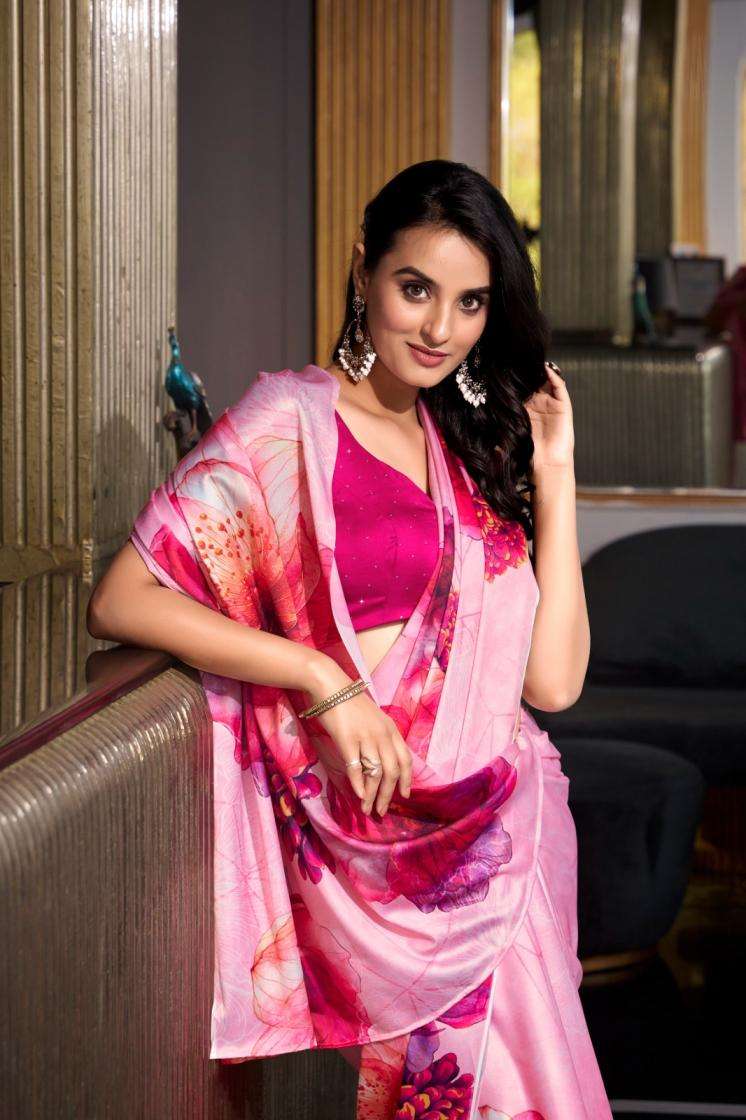 MIKELI YNF 7026 SATIN SILK FLOWER PRINTED FANCY SAREE 
