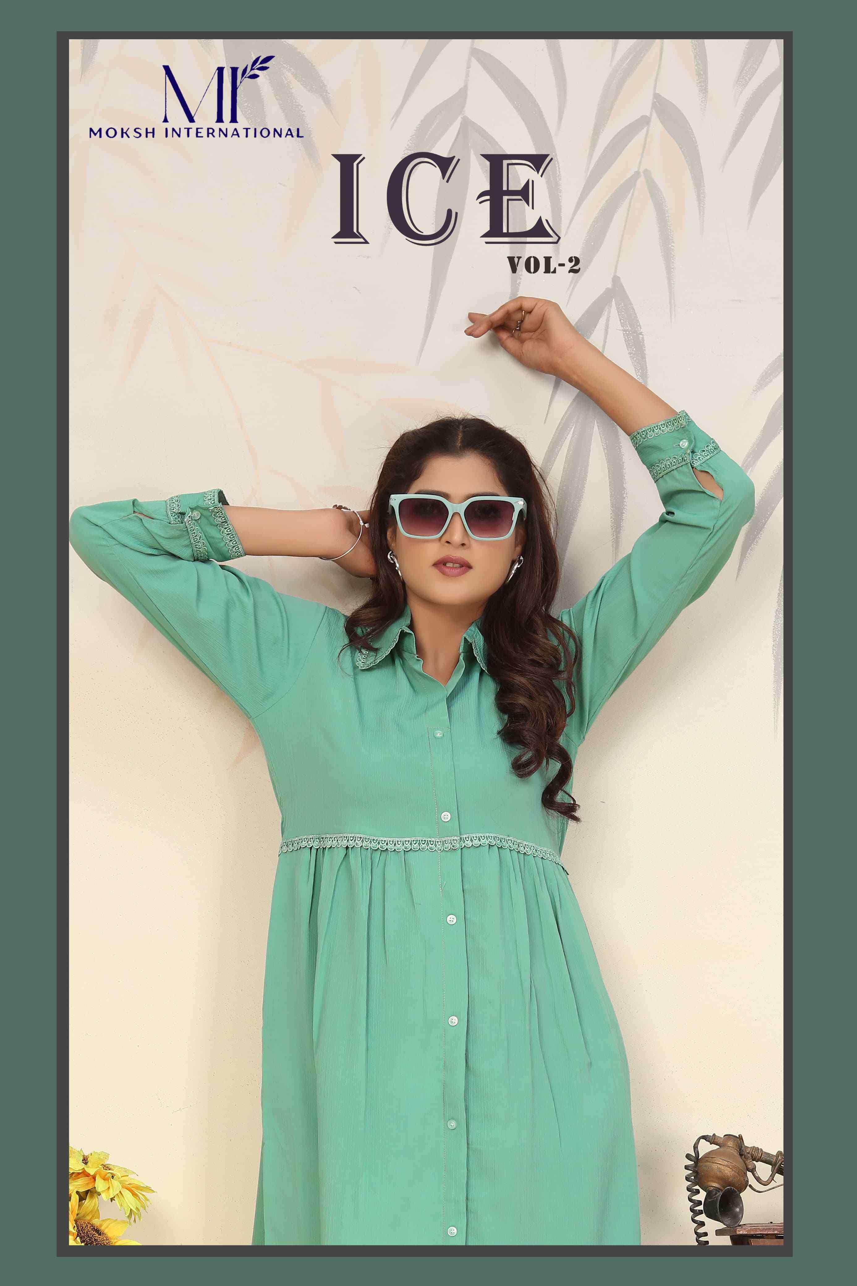 MOKSH ICE VOL 2 PLAIN COTTON READYMADE KURTI PANT COLLECTION DEALER