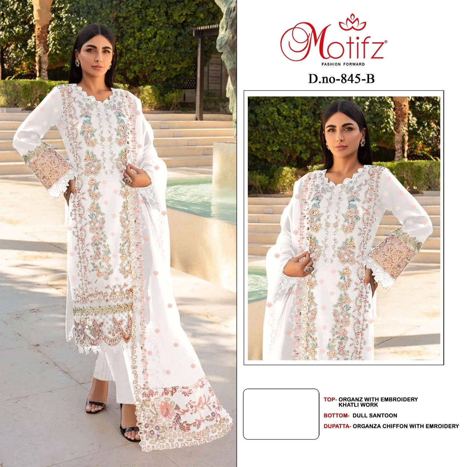 MOTIFZ 845 PAKISTANI STYLE HEAVY WORK MATERIAL SUIT COLLECTION SURAT