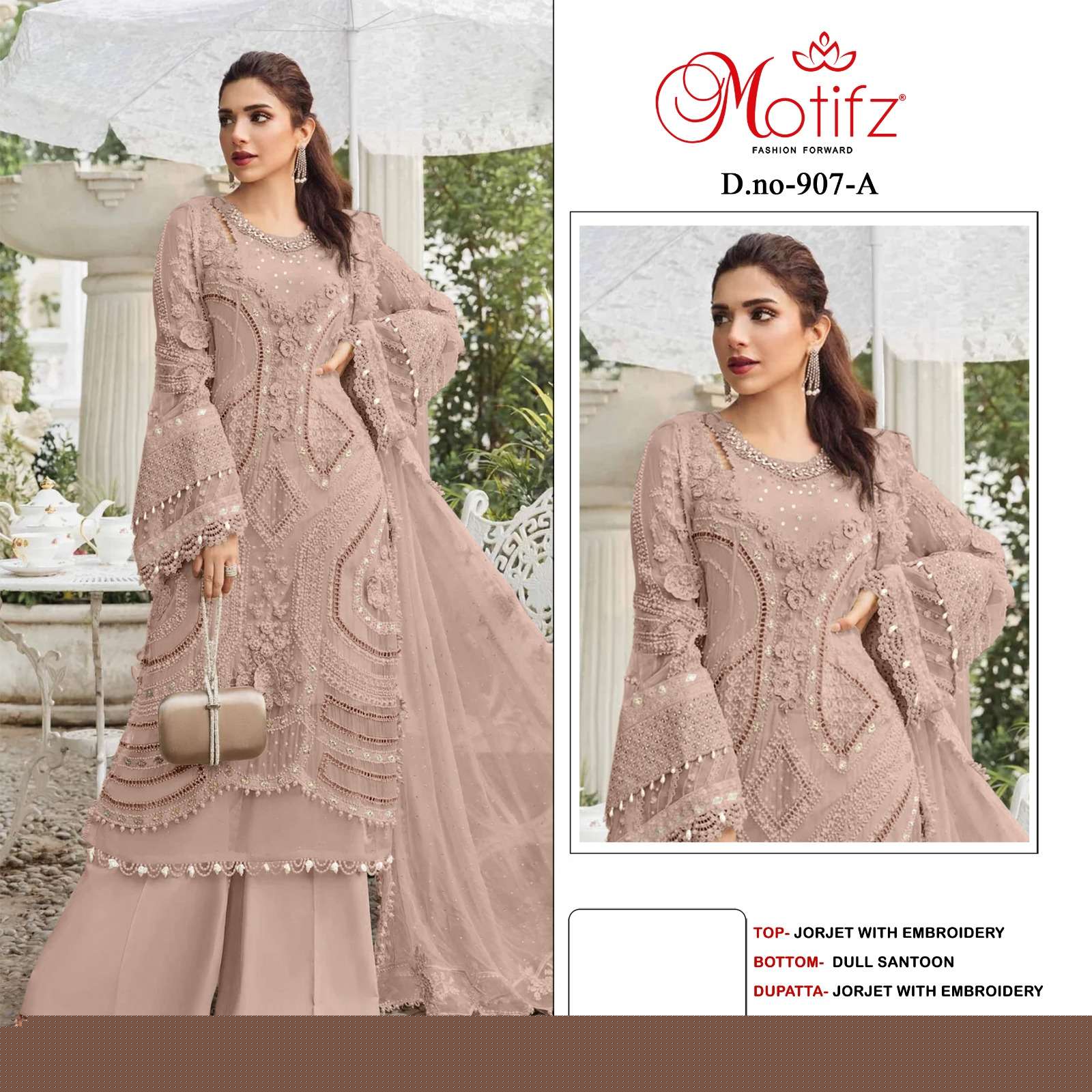 MOTIFZ 907 PAKISTANI ACTRESS DESIGN HEAVY KURTI PALAZZO SUIT DEALER